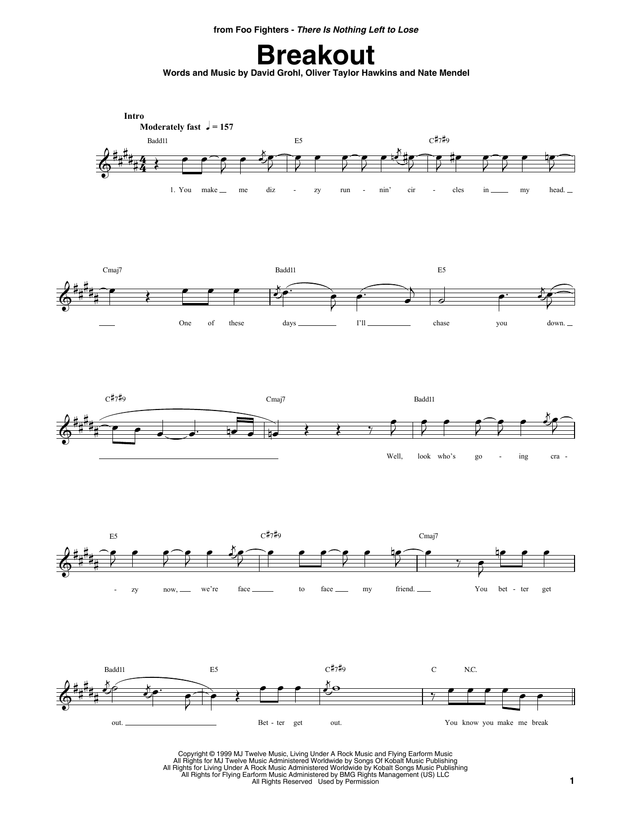 Breakout (Bass Guitar Tab) von Foo Fighters