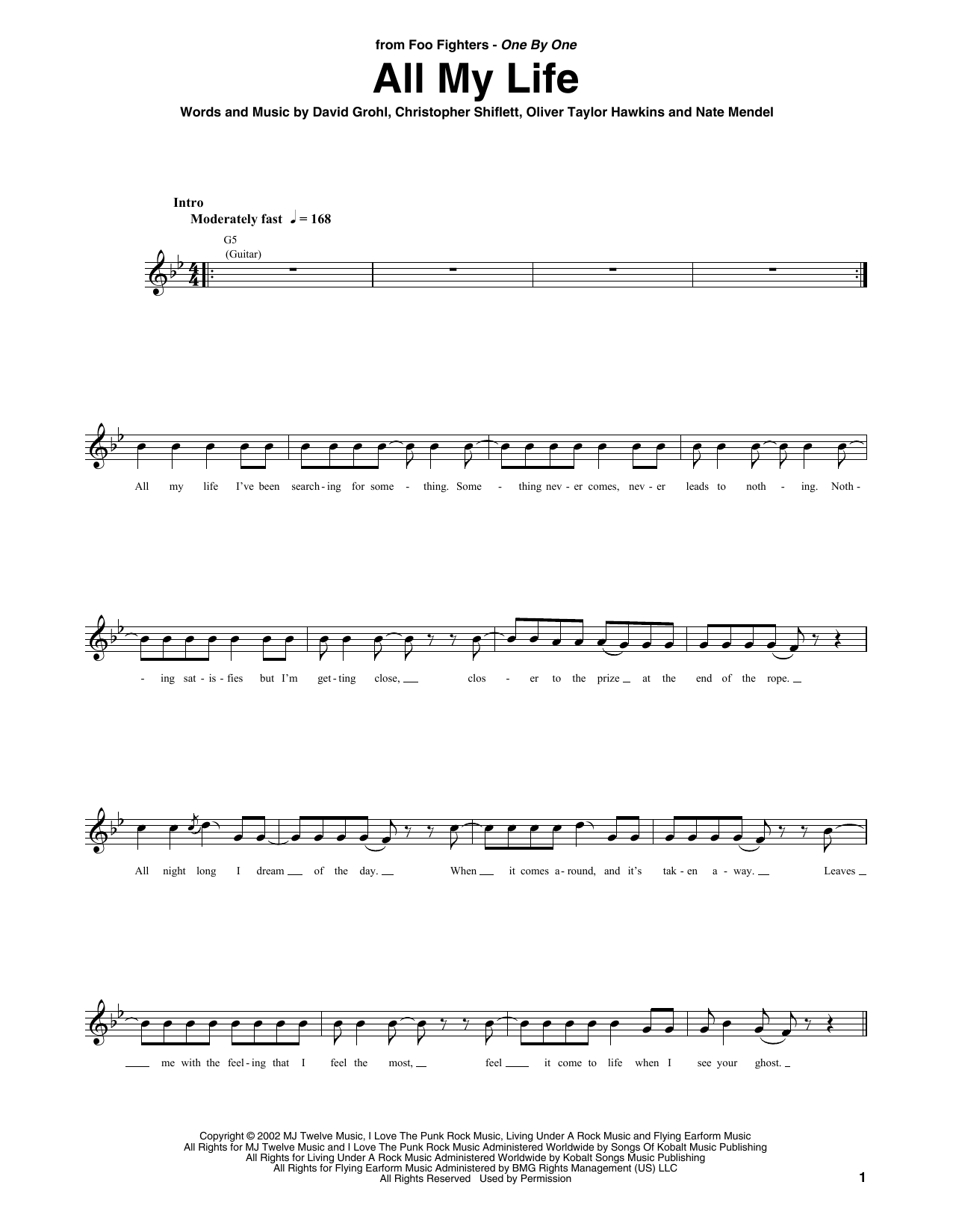 All My Life (Bass Guitar Tab) von Foo Fighters