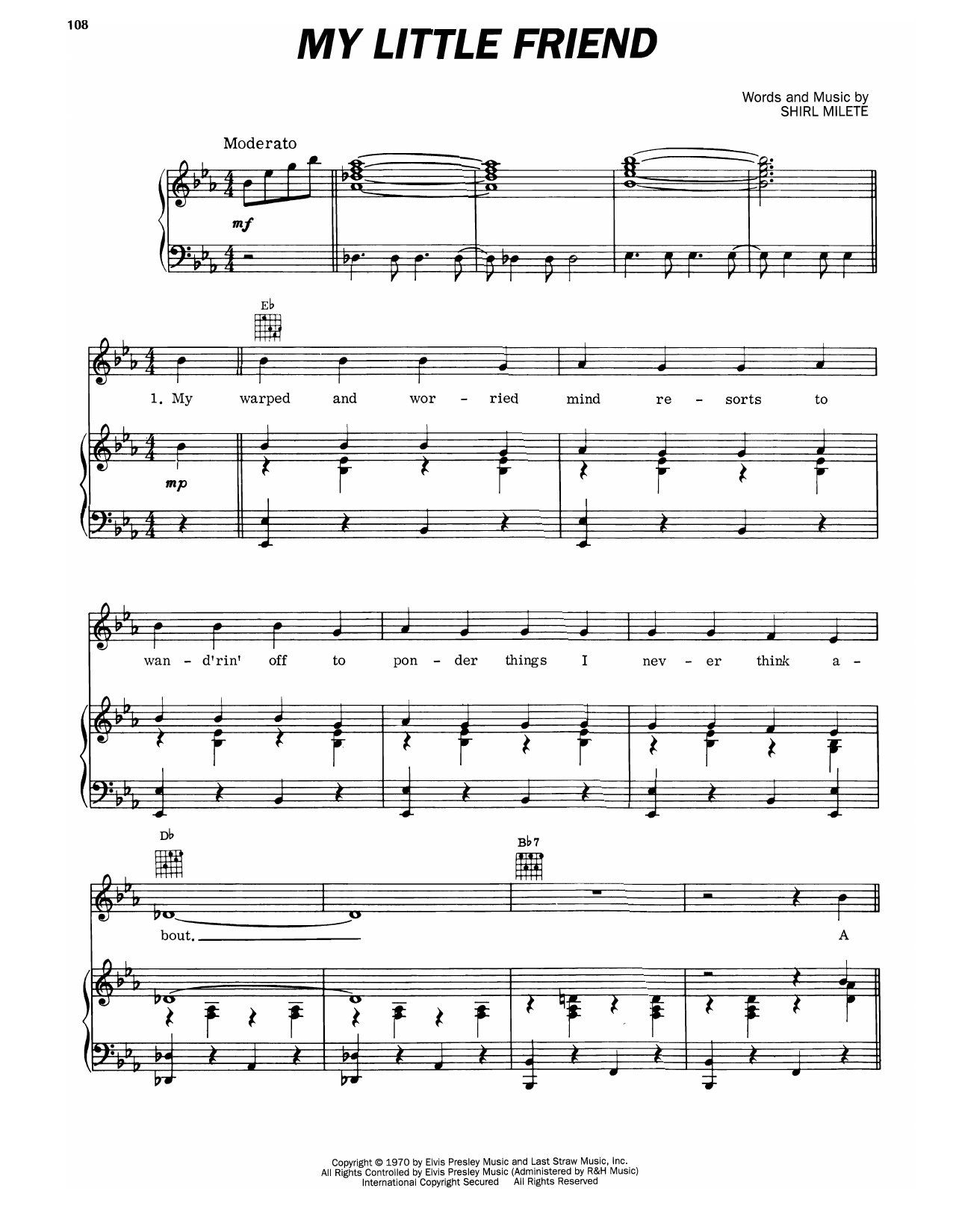 My Little Friend (Piano, Vocal & Guitar Chords (Right-Hand Melody)) von Elvis Presley