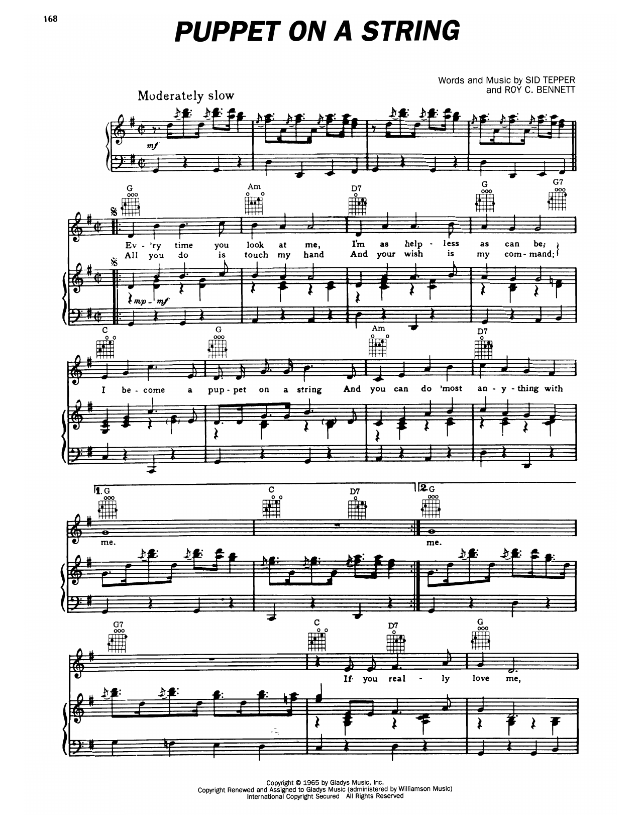 Puppet On A String (Piano, Vocal & Guitar Chords (Right-Hand Melody)) von Elvis Presley