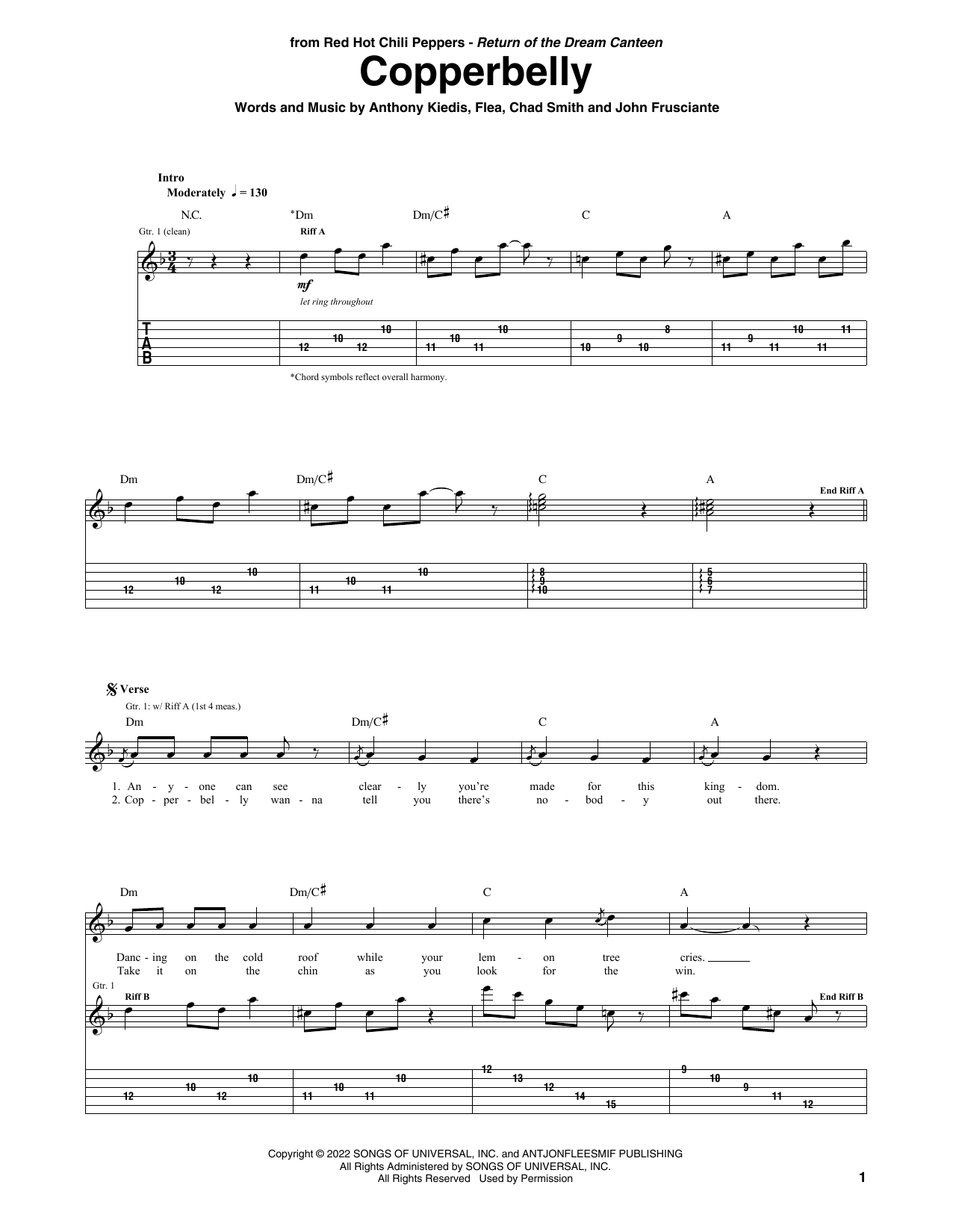 Copperbelly (Guitar Tab) von Red Hot Chili Peppers