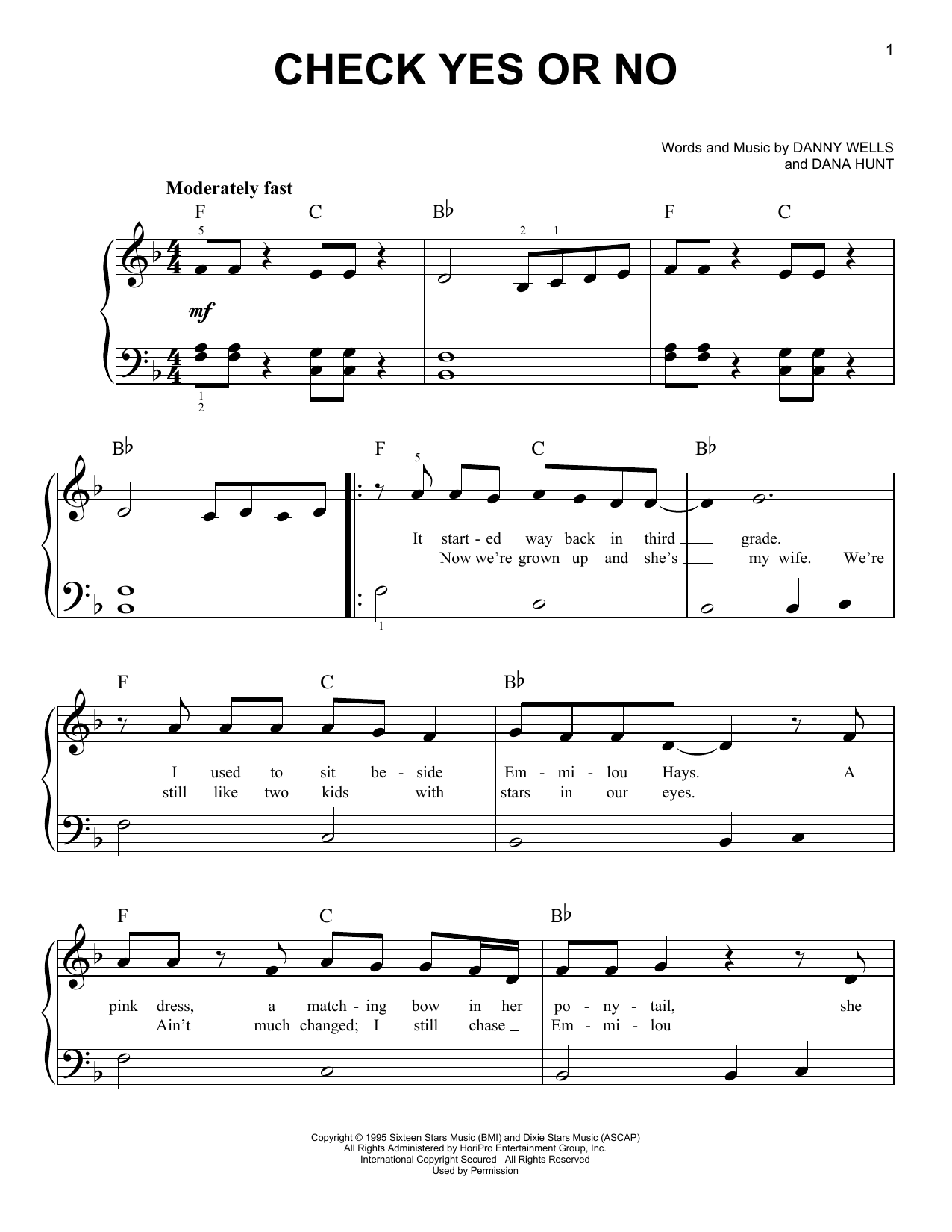 Check Yes Or No (Very Easy Piano) von George Strait
