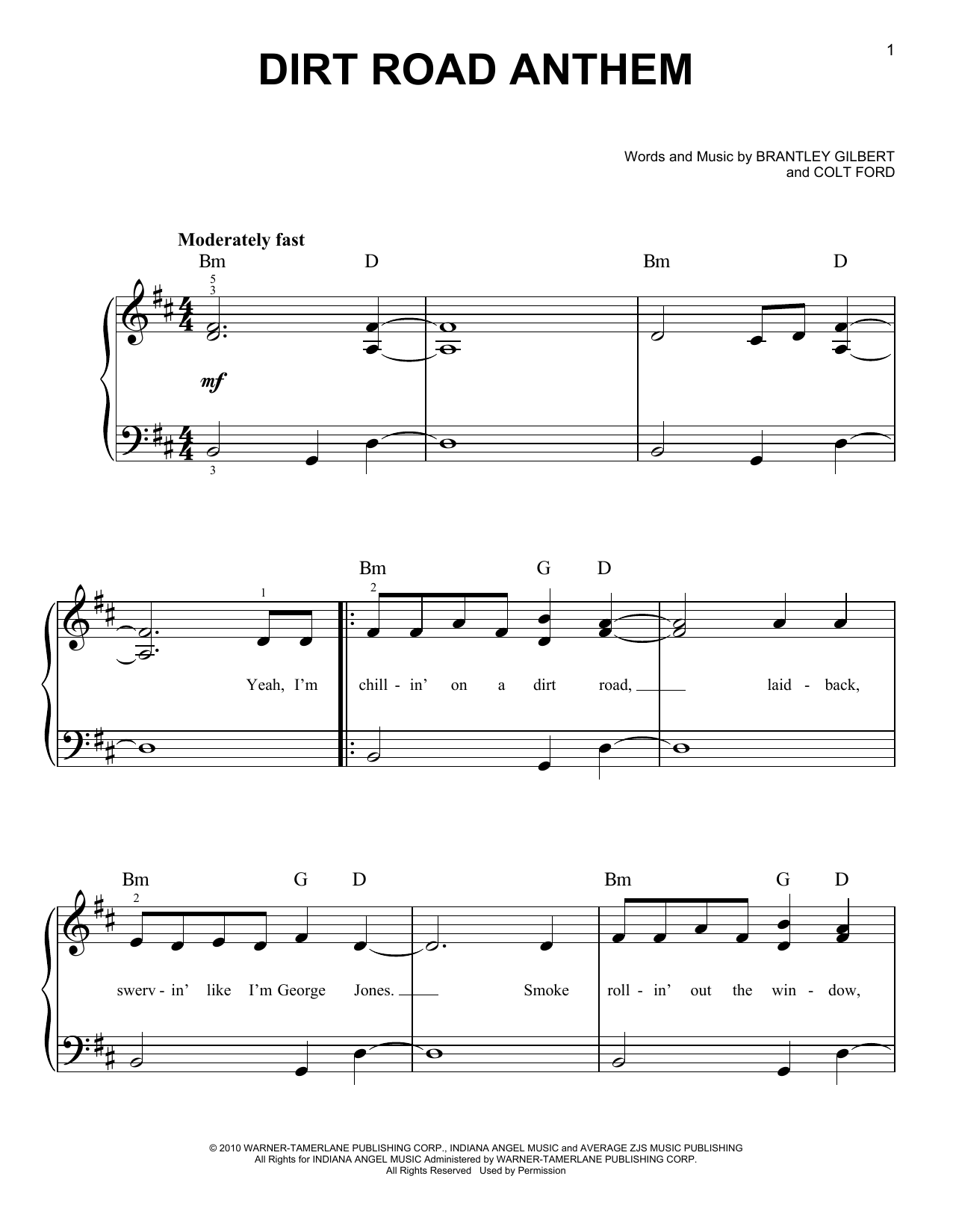 Dirt Road Anthem (Very Easy Piano) von Jason Aldean