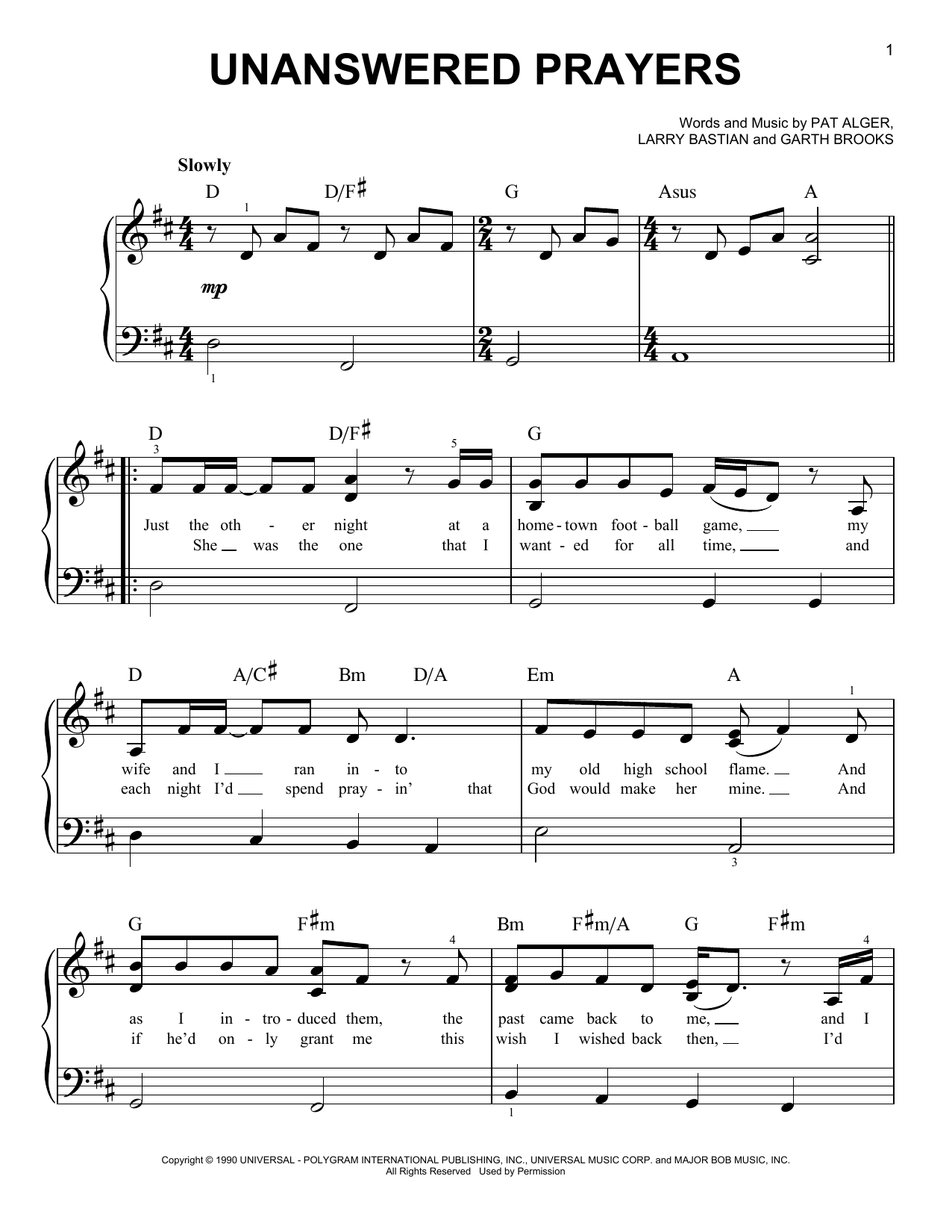 Unanswered Prayers (Very Easy Piano) von Garth Brooks