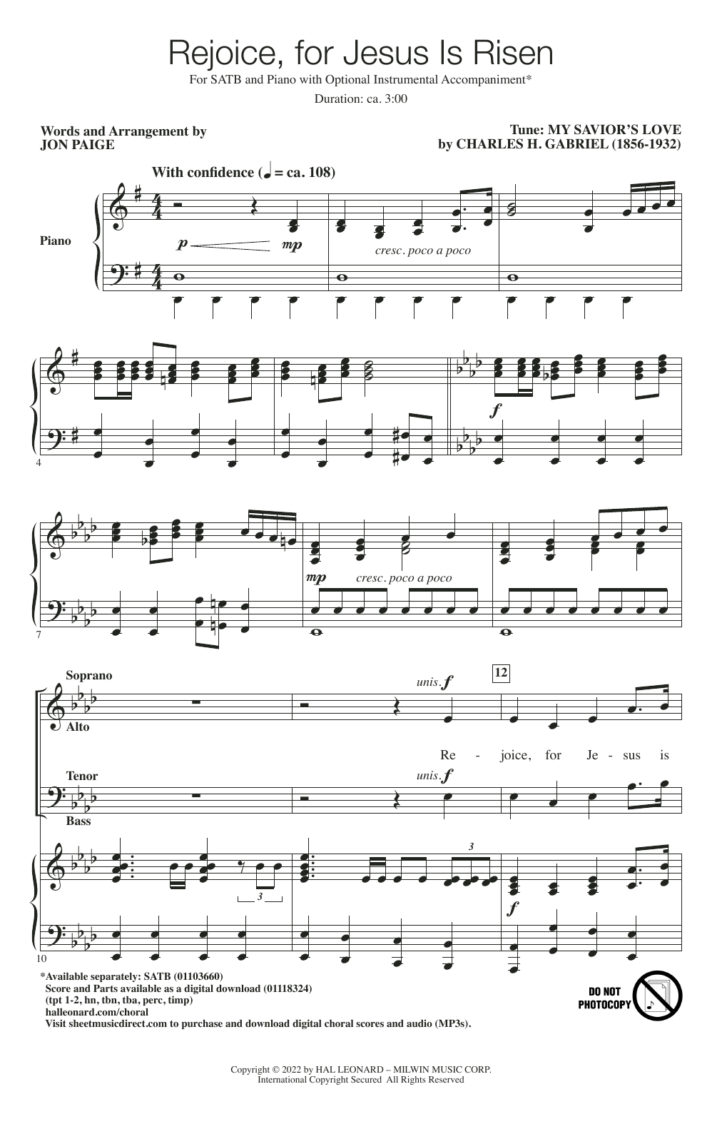 Rejoice, For Jesus Is Risen (SATB Choir) von Jon Paige