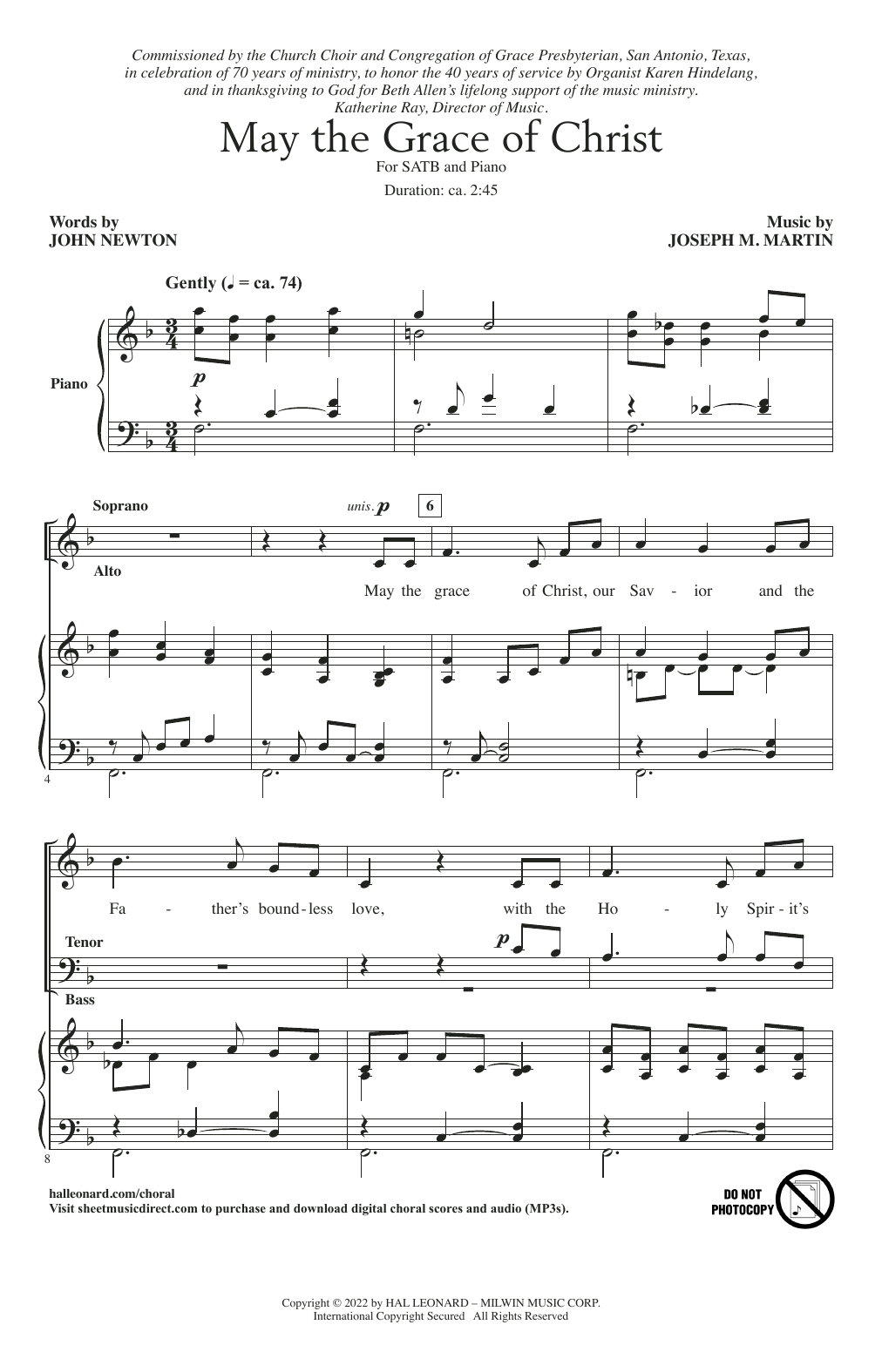 May The Grace Of Christ (SATB Choir) von Joseph M. Martin