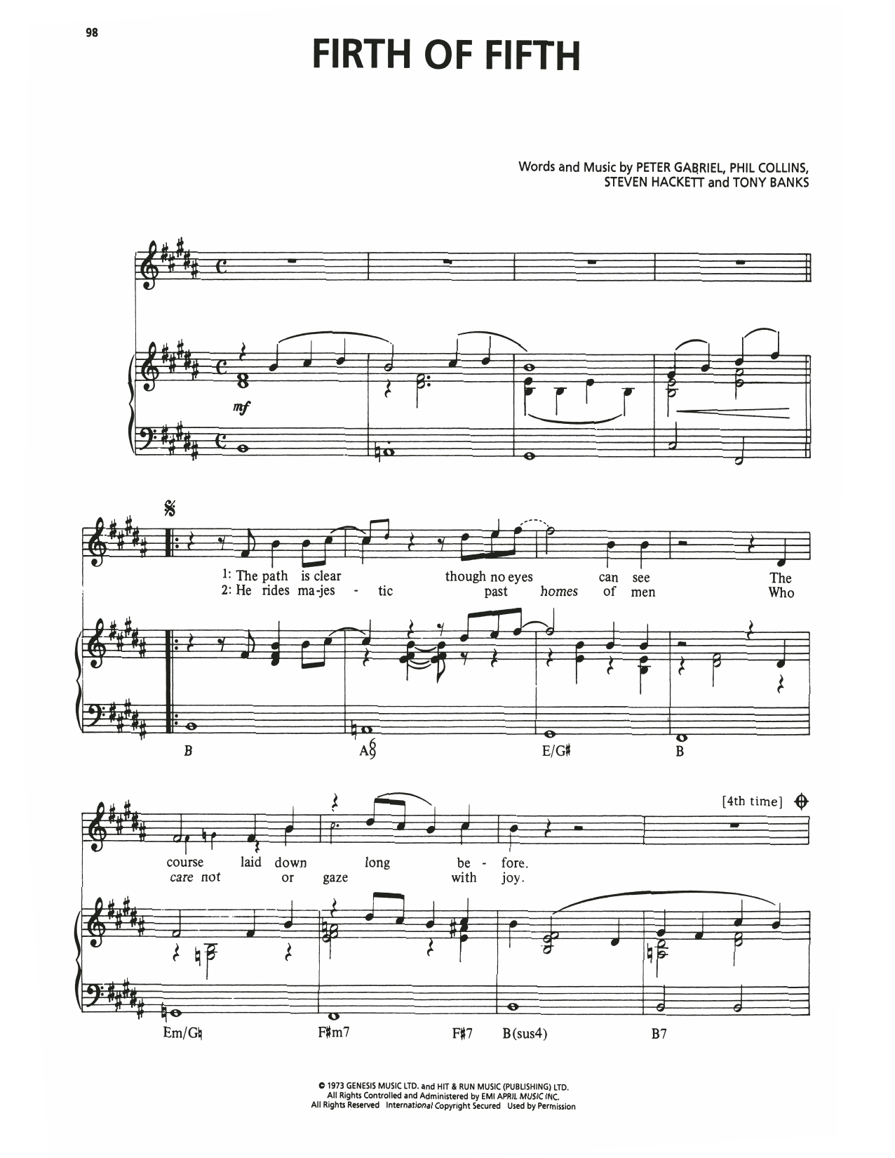 Firth Of Fifth (Piano, Vocal & Guitar Chords (Right-Hand Melody)) von Genesis