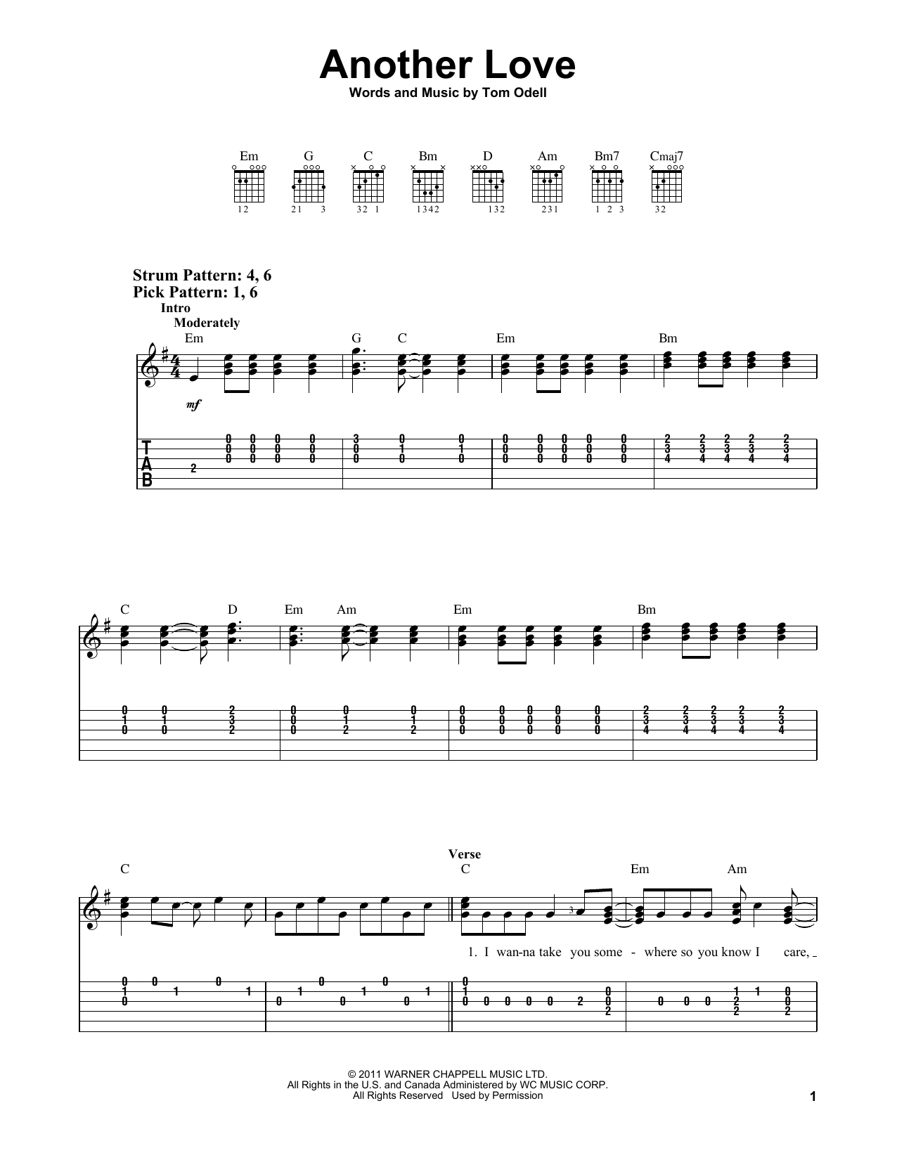 Another Love (Easy Guitar Tab) von Tom Odell