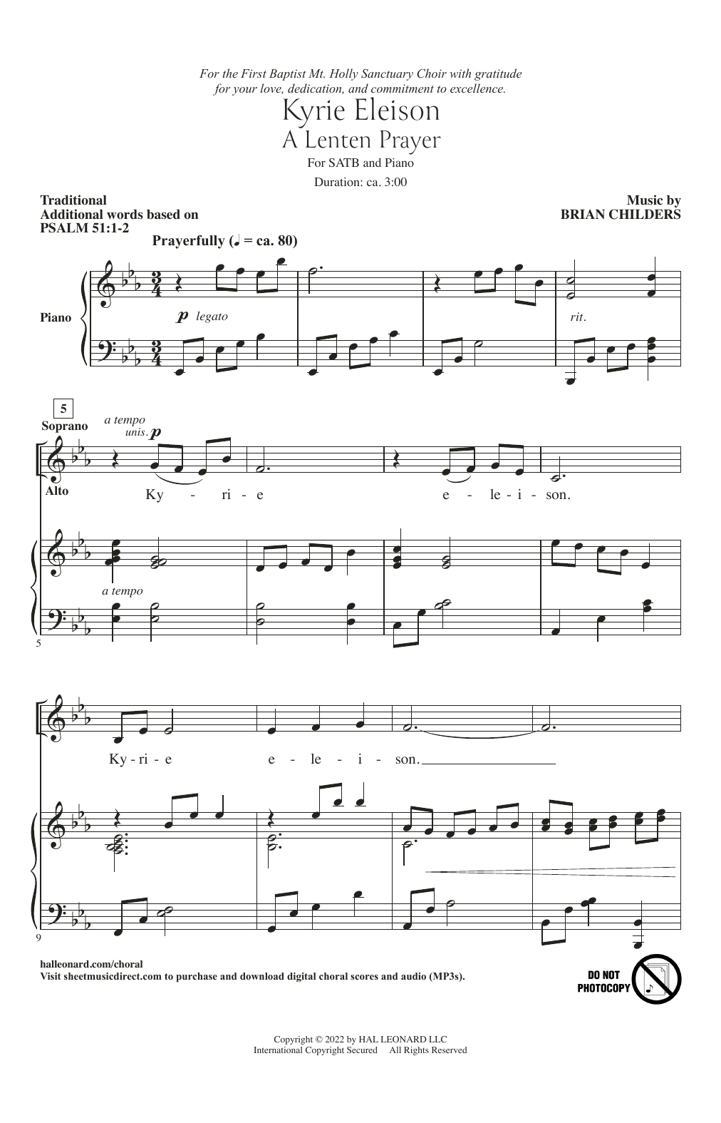 Kyrie Eleison (A Lenten Prayer) (SATB Choir) von Brian Childers