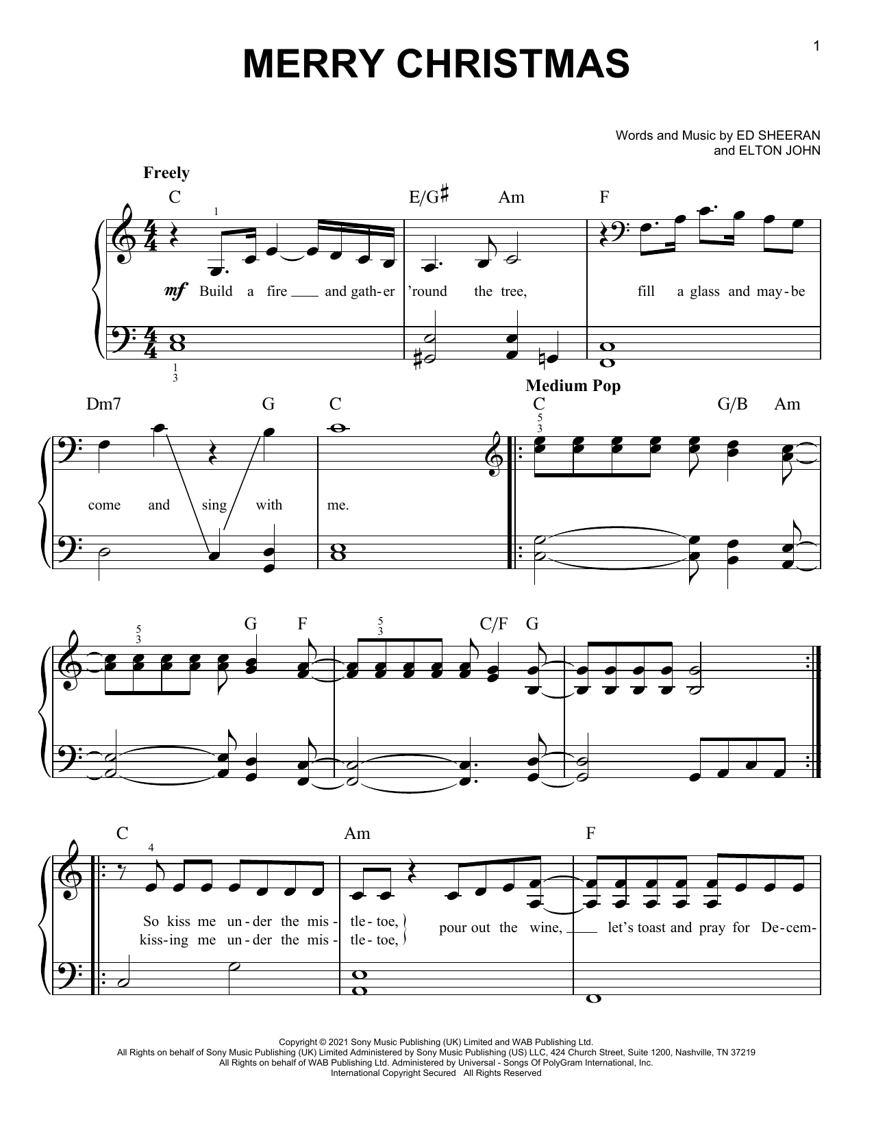 Merry Christmas (Easy Piano) von Ed Sheeran & Elton John