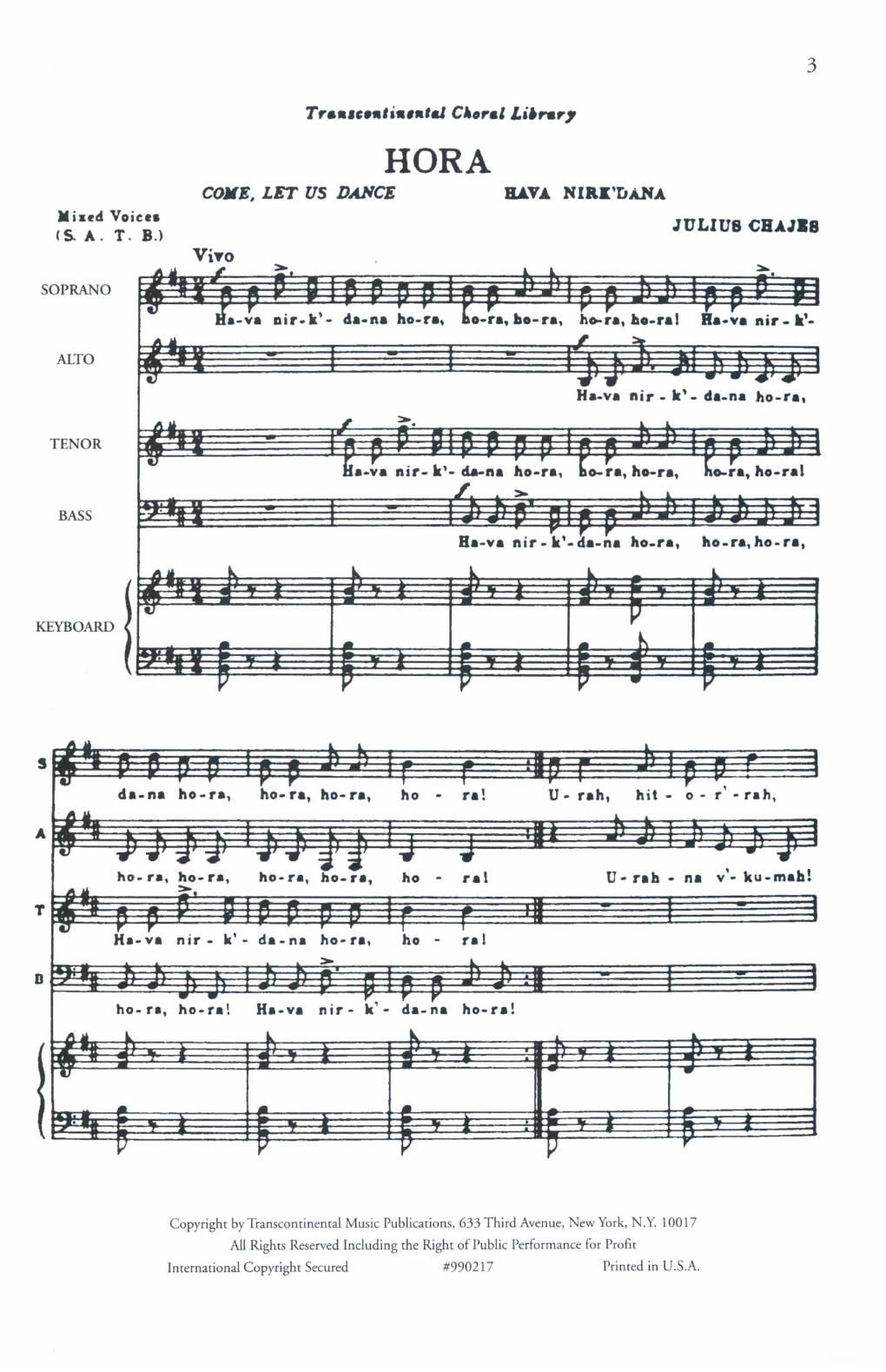 Hora (Come Let Us Dance) (SATB Choir) von Julius Chajes