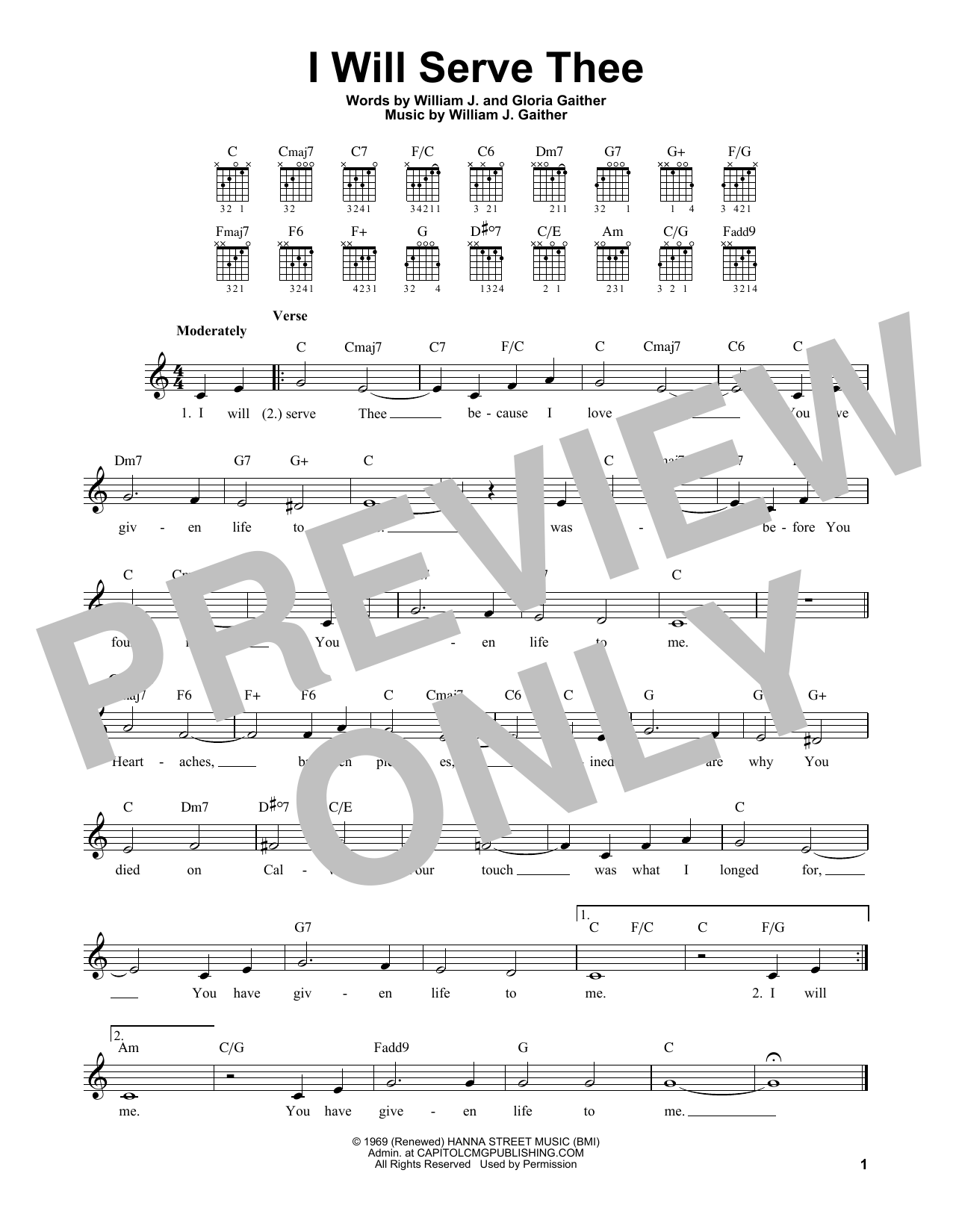 I Will Serve Thee (Easy Guitar) von Bill Gaither