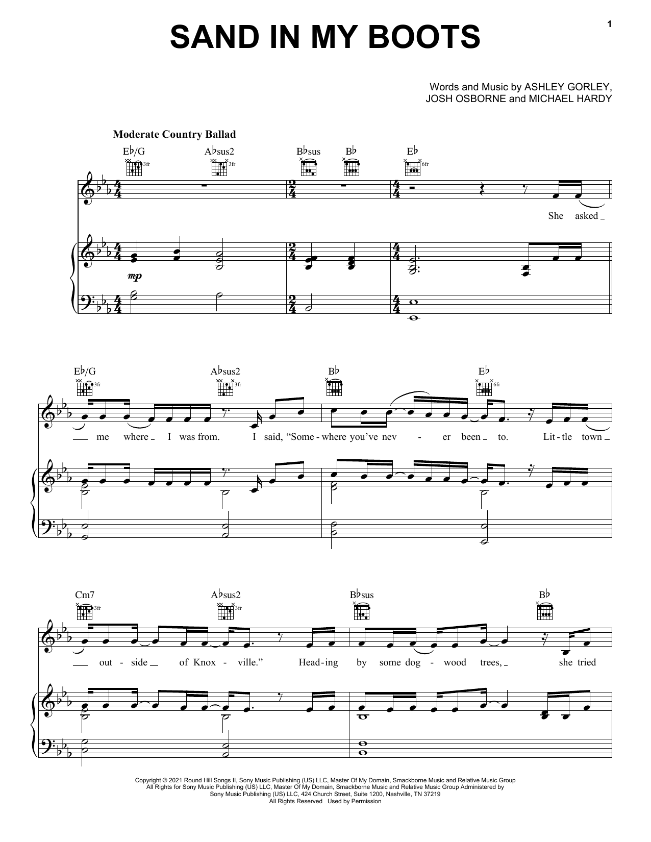 Sand In My Boots (Piano, Vocal & Guitar Chords (Right-Hand Melody)) von Morgan Wallen