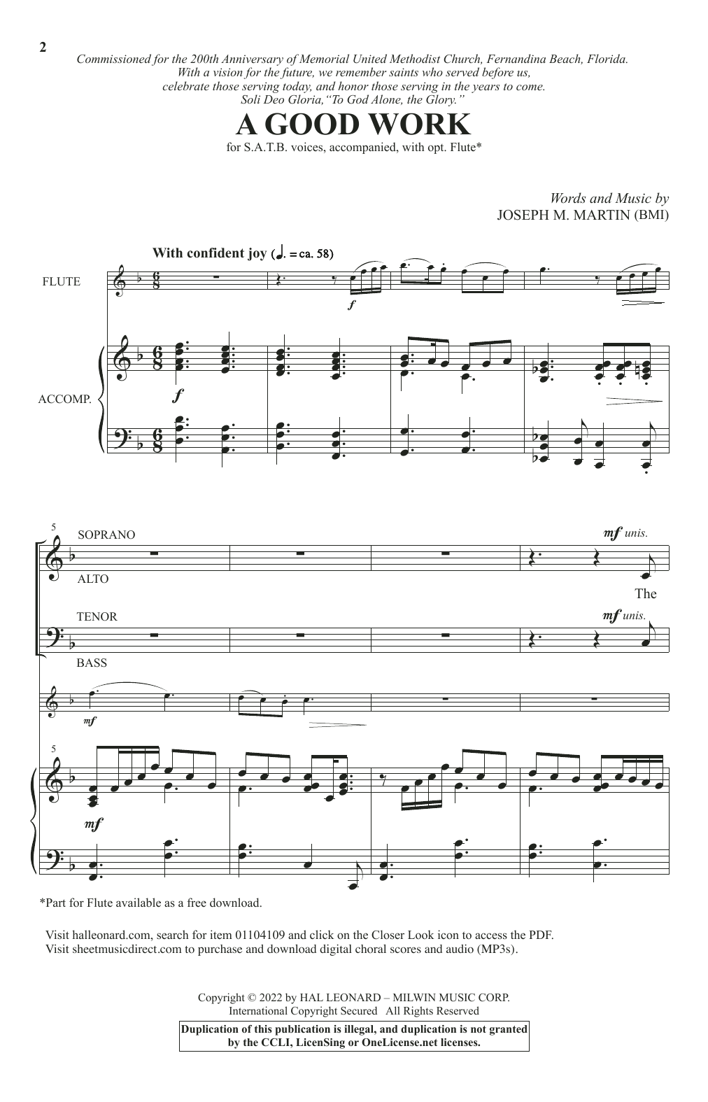 A Good Work (SATB Choir) von Joseph M. Martin