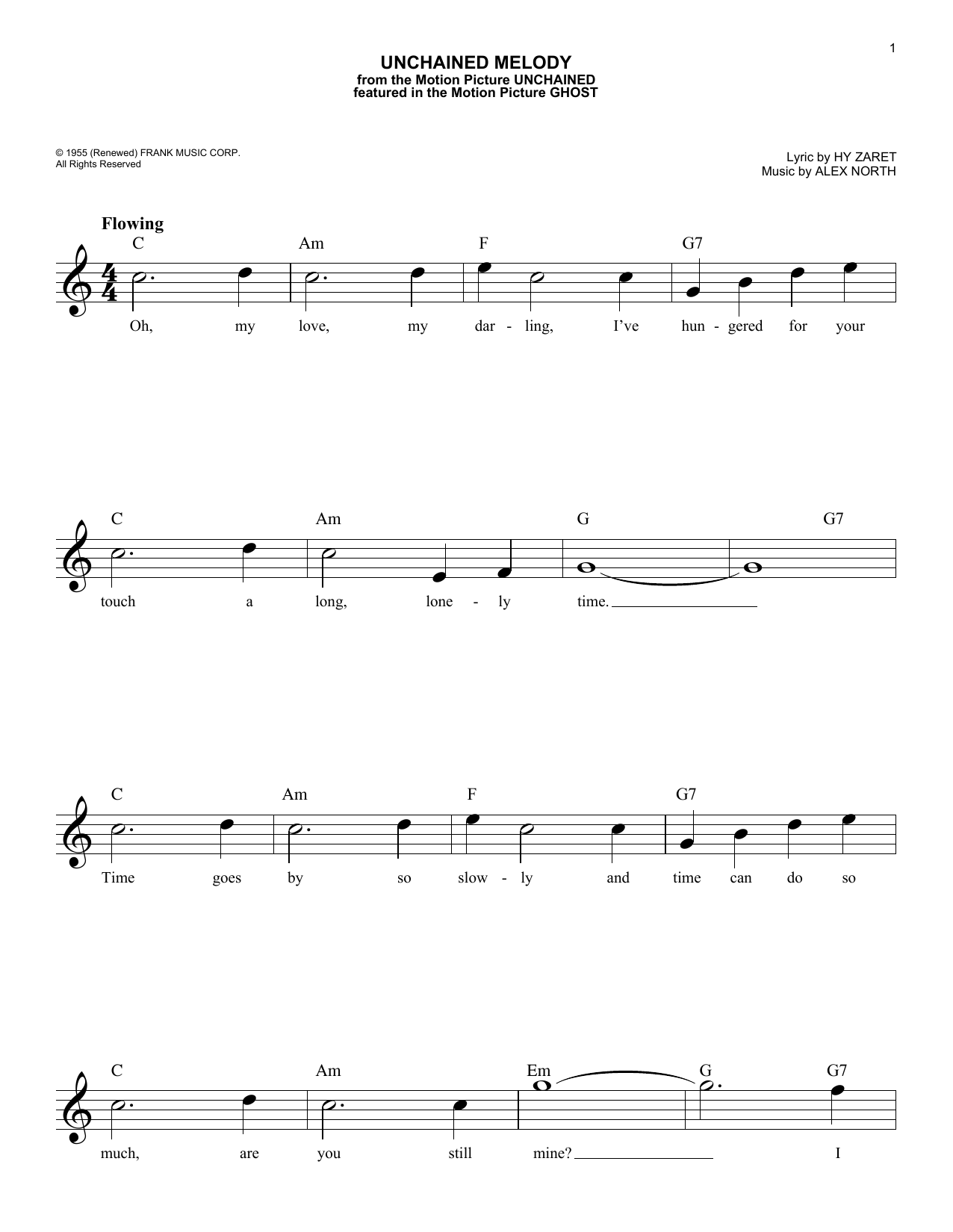 Unchained Melody (Lead Sheet / Fake Book) von The Righteous Brothers