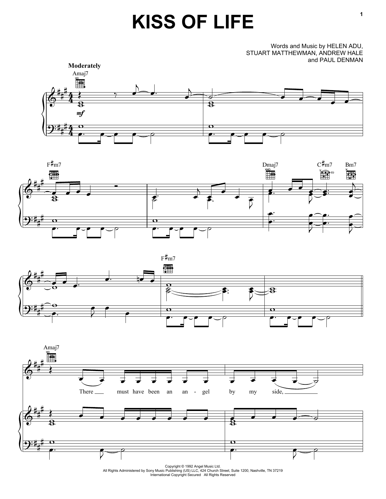 Kiss Of Life (Piano, Vocal & Guitar Chords (Right-Hand Melody)) von Sade