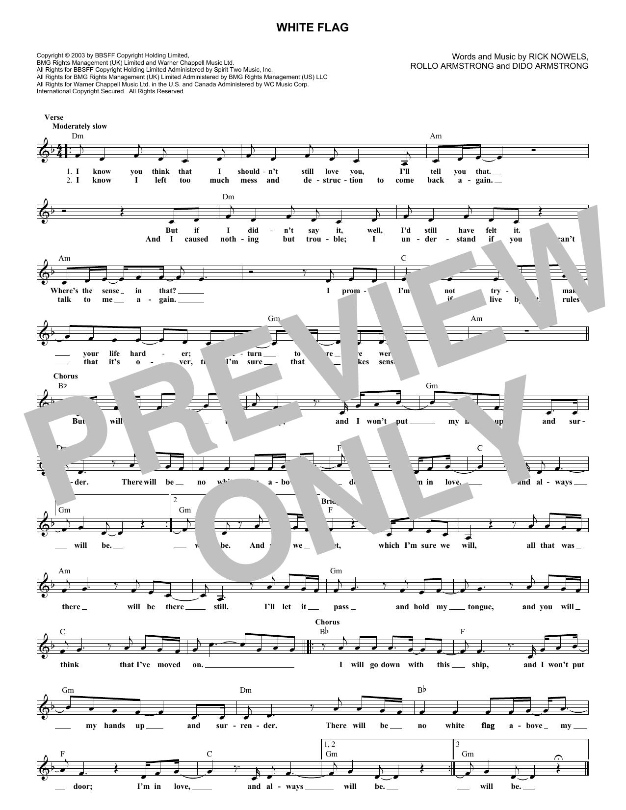 White Flag (Lead Sheet / Fake Book) von Dido