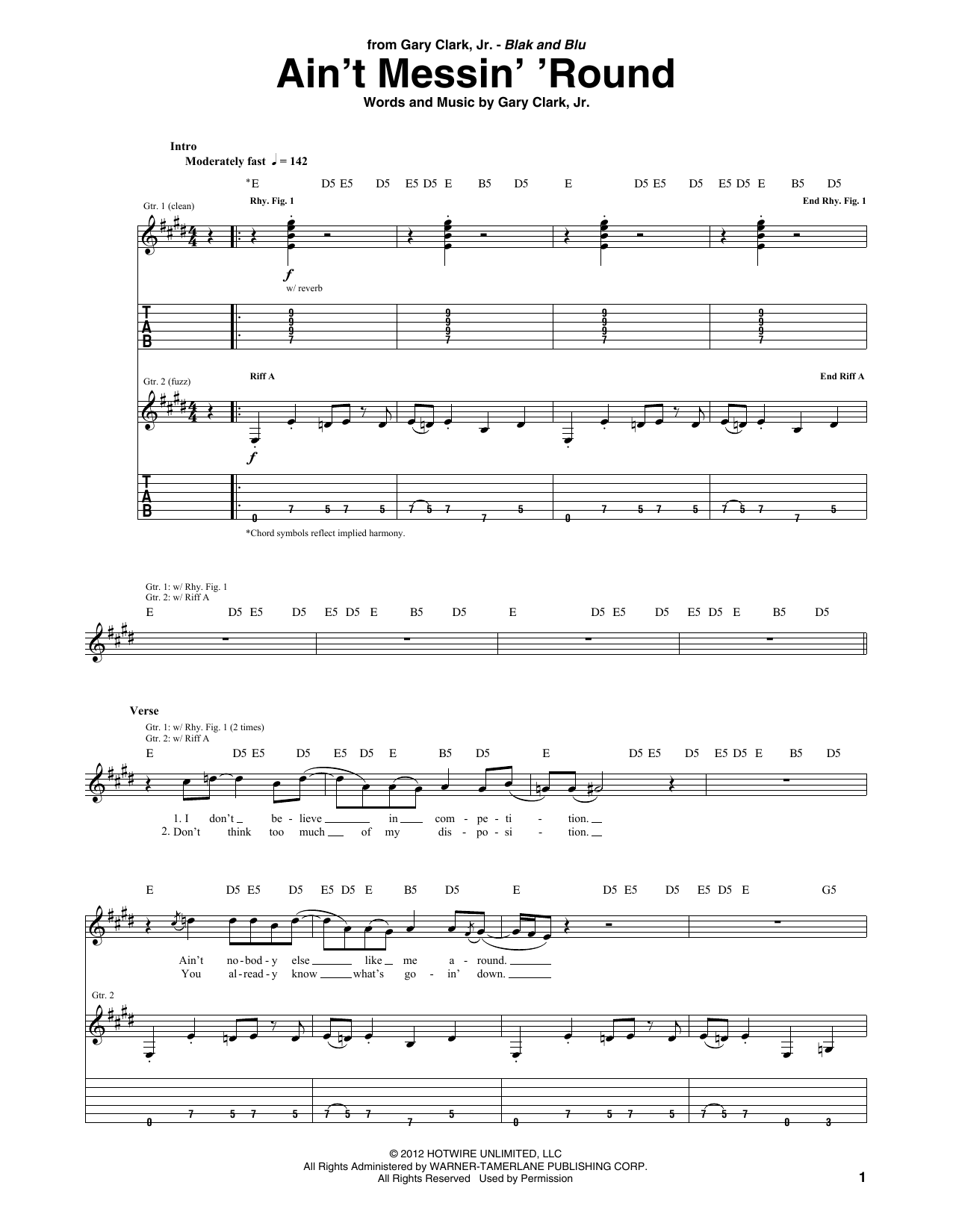 Ain't Messin' 'Round (Guitar Tab) von Gary Clark, Jr.
