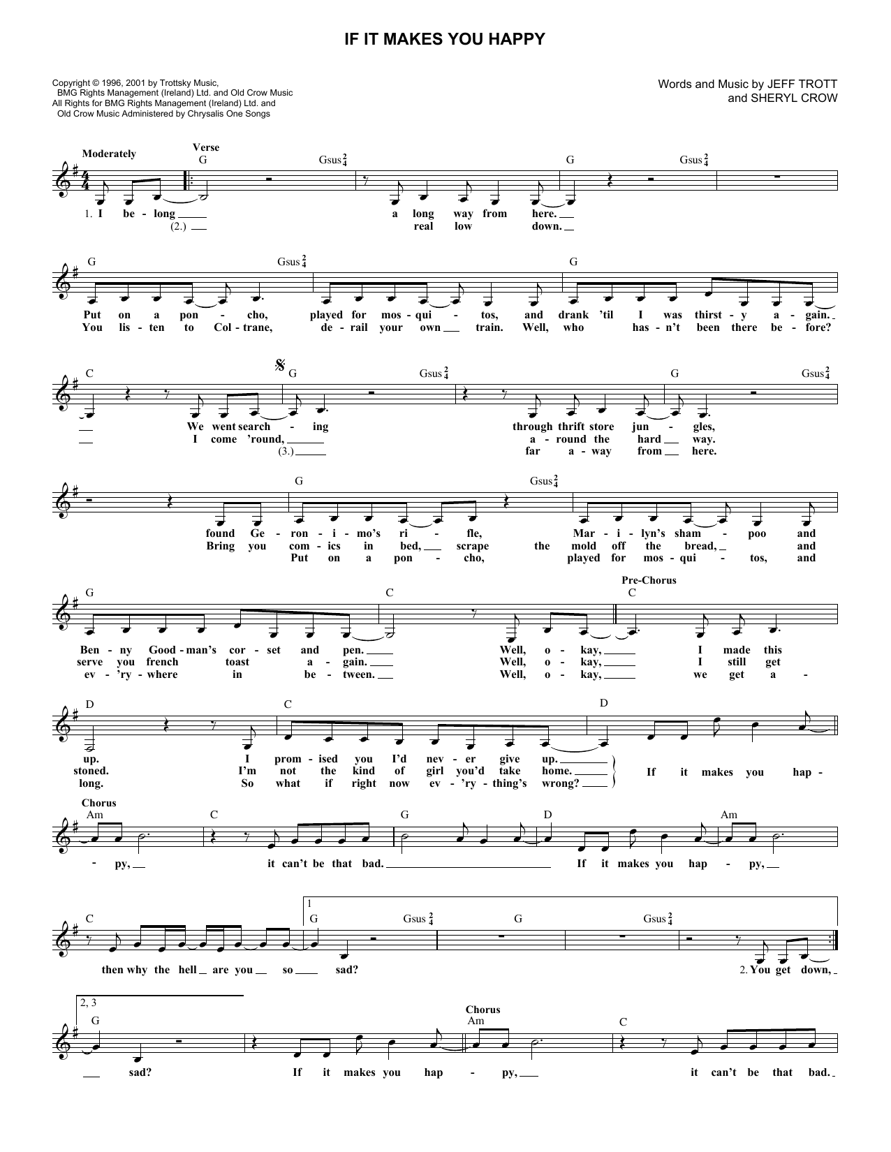 If It Makes You Happy (Lead Sheet / Fake Book) von Sheryl Crow