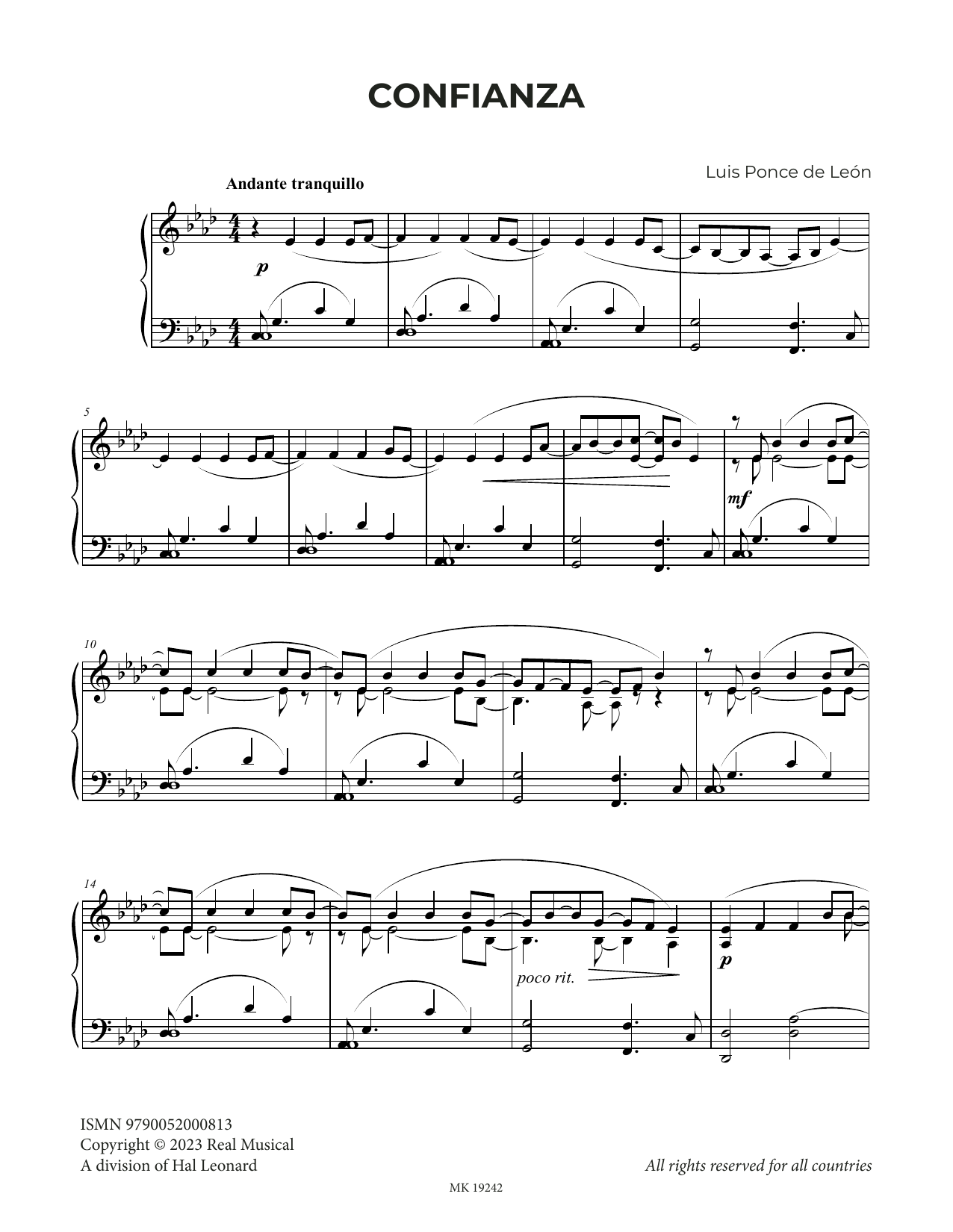 Confianza (Piano Solo) von Luis Ponce de Len