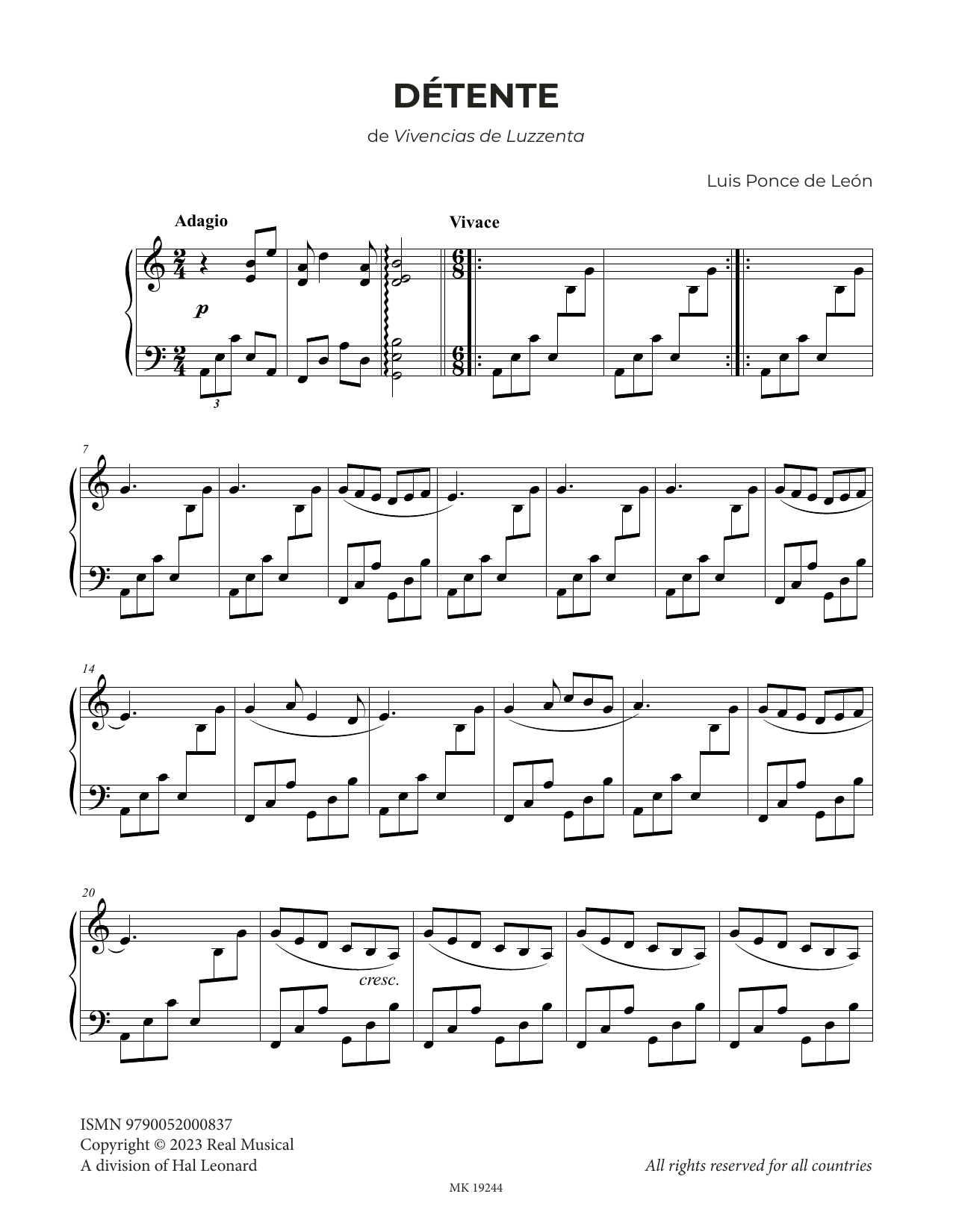 Dtente (Piano Solo) von Luis Ponce de Len