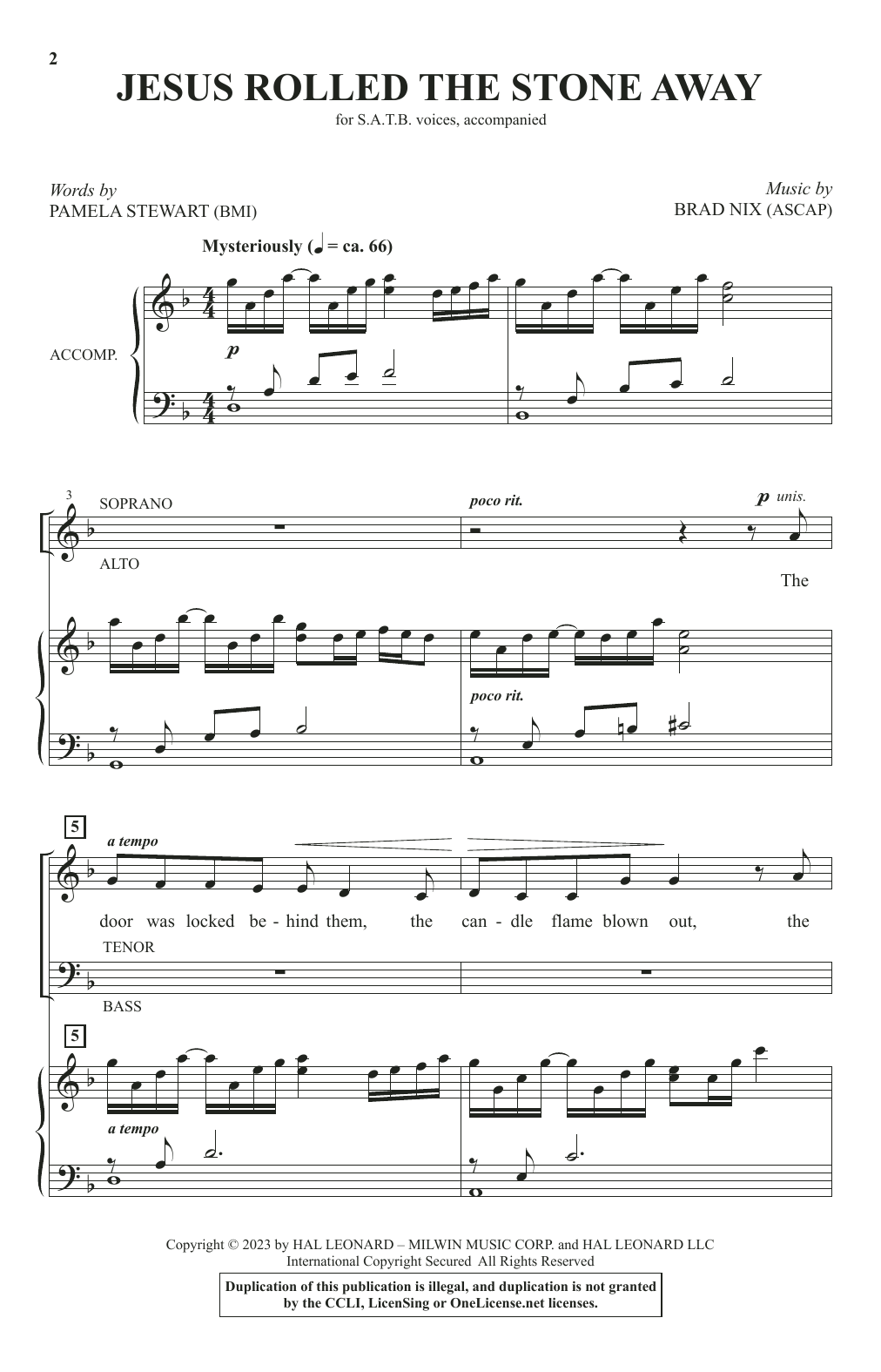 Jesus Rolled The Stone Away (SATB Choir) von Pamela Stewart & Brad Nix