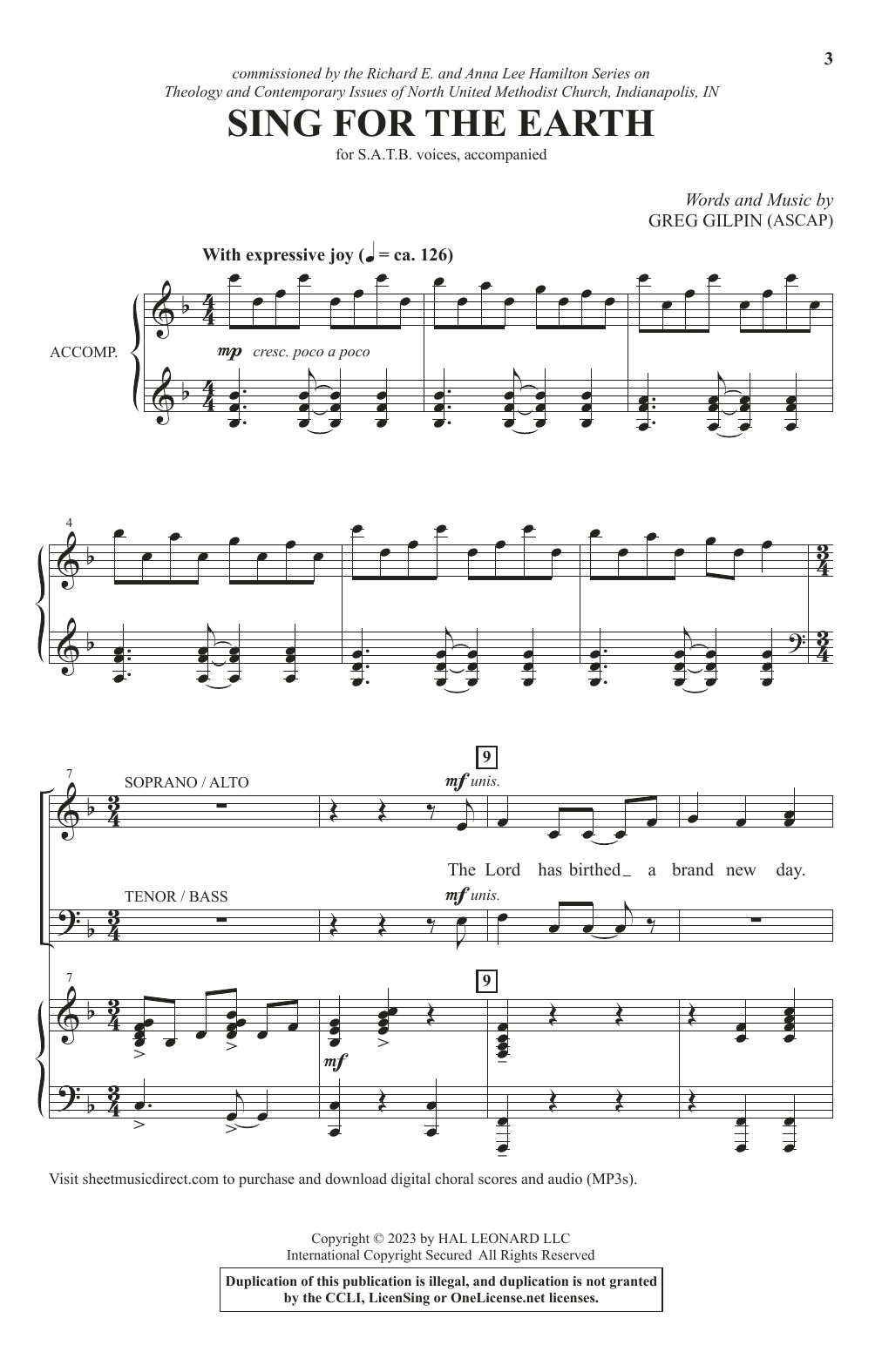 Sing For The Earth (SATB Choir) von Greg Gilpin