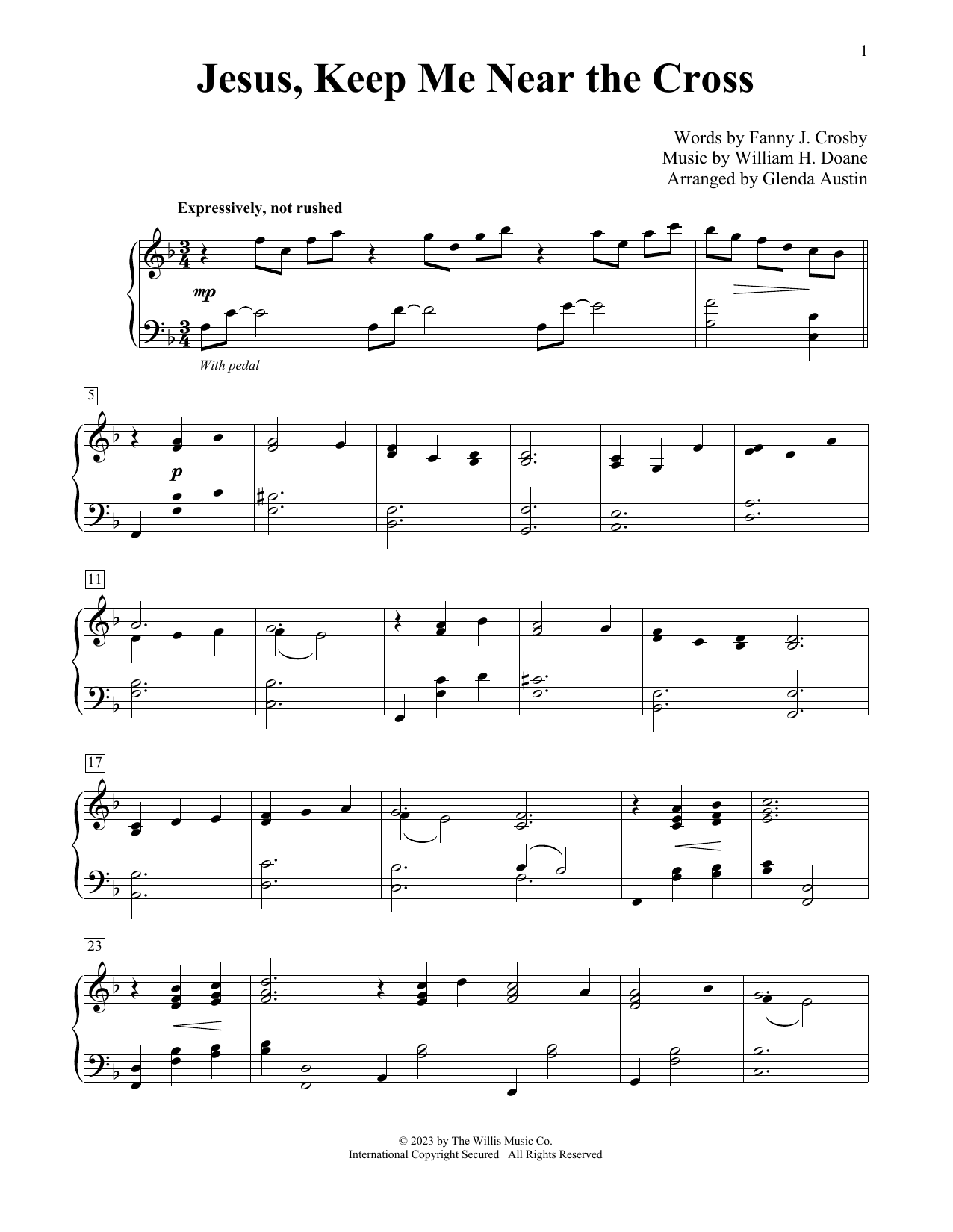 Jesus, Keep Me Near The Cross (arr. Glenda Austin) (Educational Piano) von William H. Doane