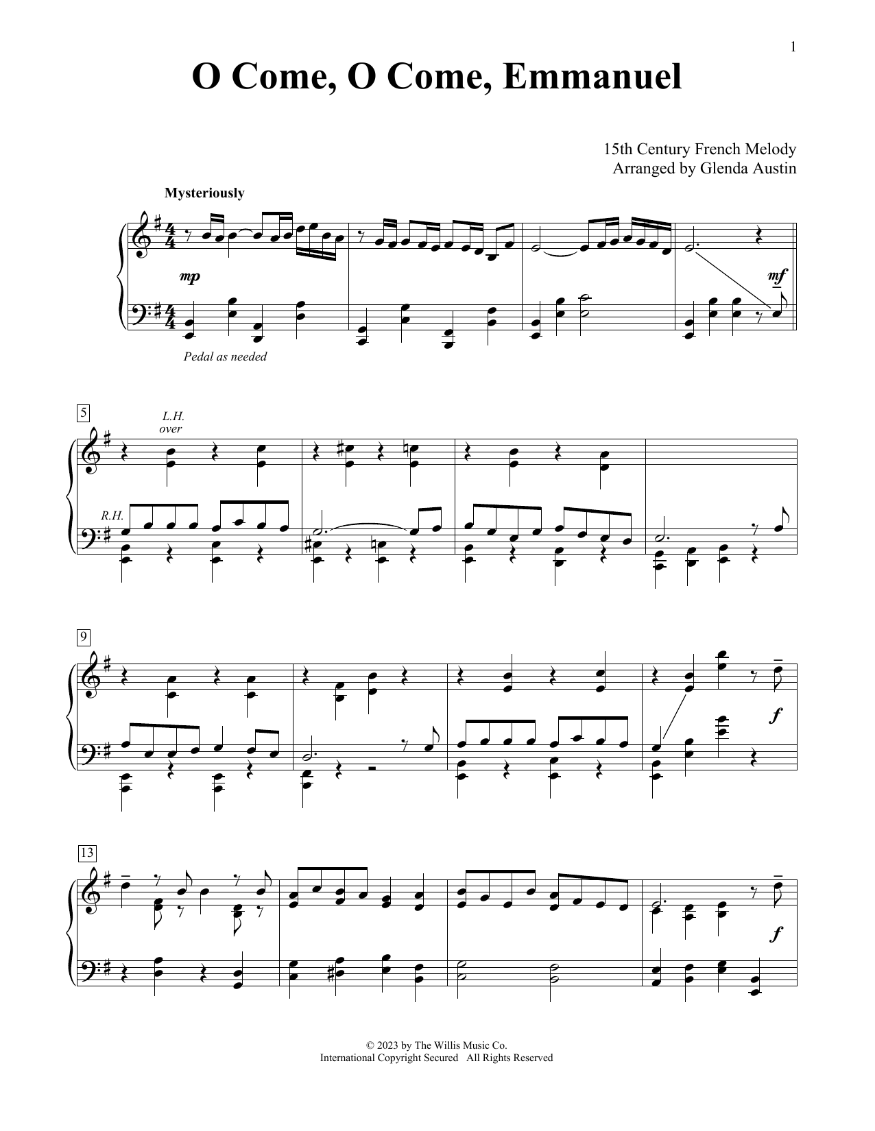O Come, O Come, Emmanuel (arr. Glenda Austin) (Educational Piano) von 15th Century French Melody