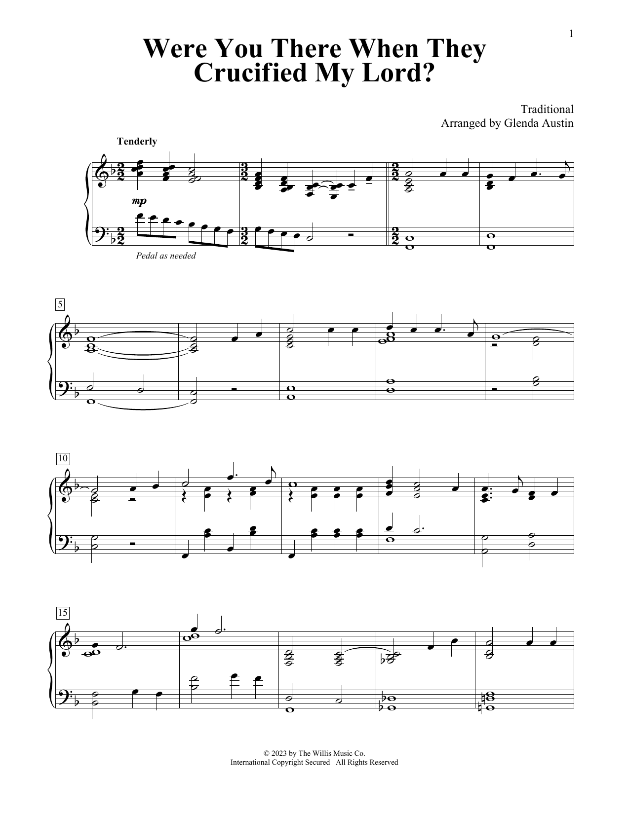 Were You There When They Crucified My Lord? (arr. Glenda Austin) (Educational Piano) von Traditional