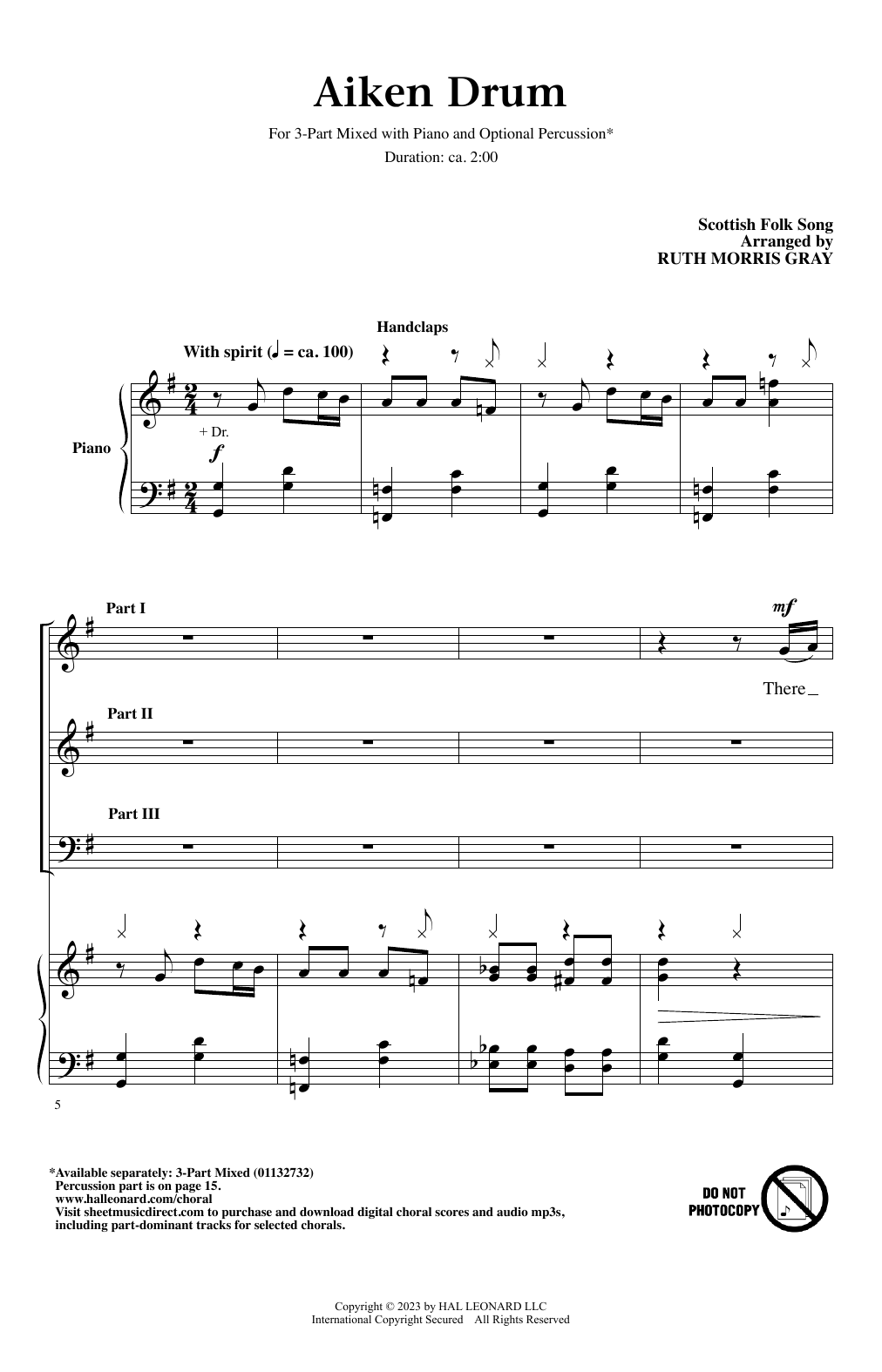 Aiken Drum (arr. Ruth Morris Gray) (3-Part Mixed Choir) von Scottish Folk Song