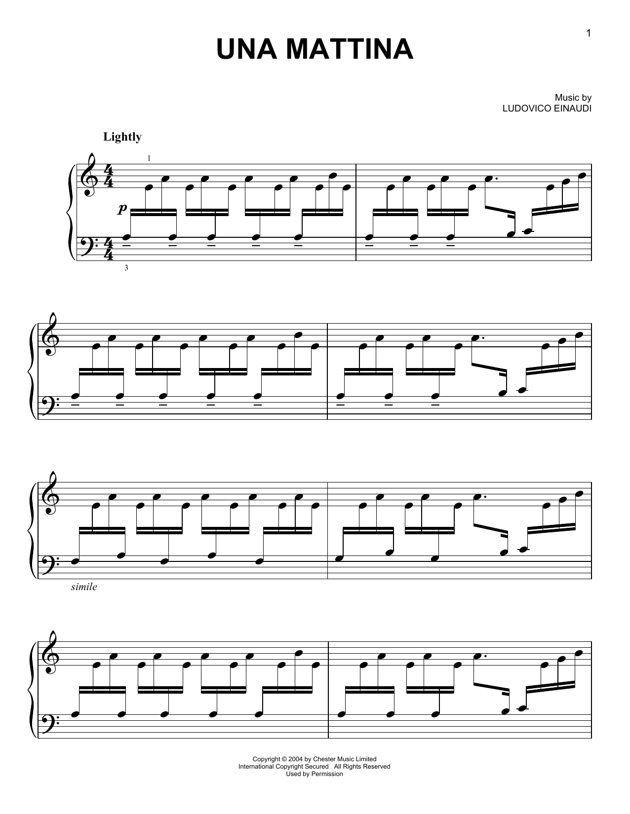 Una Mattina (Easy Piano) von Ludovico Einaudi
