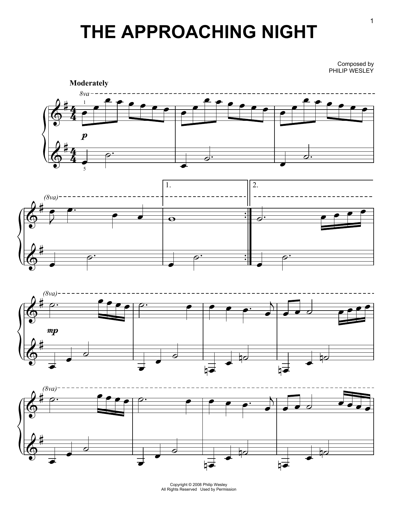 The Approaching Night (Easy Piano) von Philip Wesley