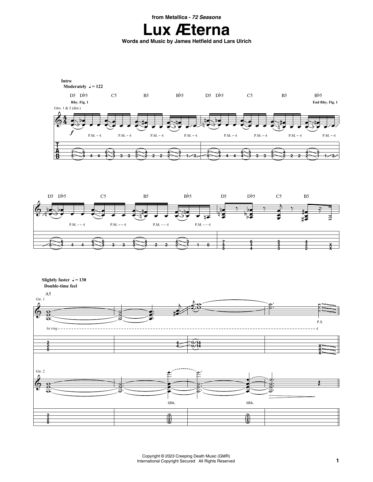 Lux terna (Guitar Tab) von Metallica