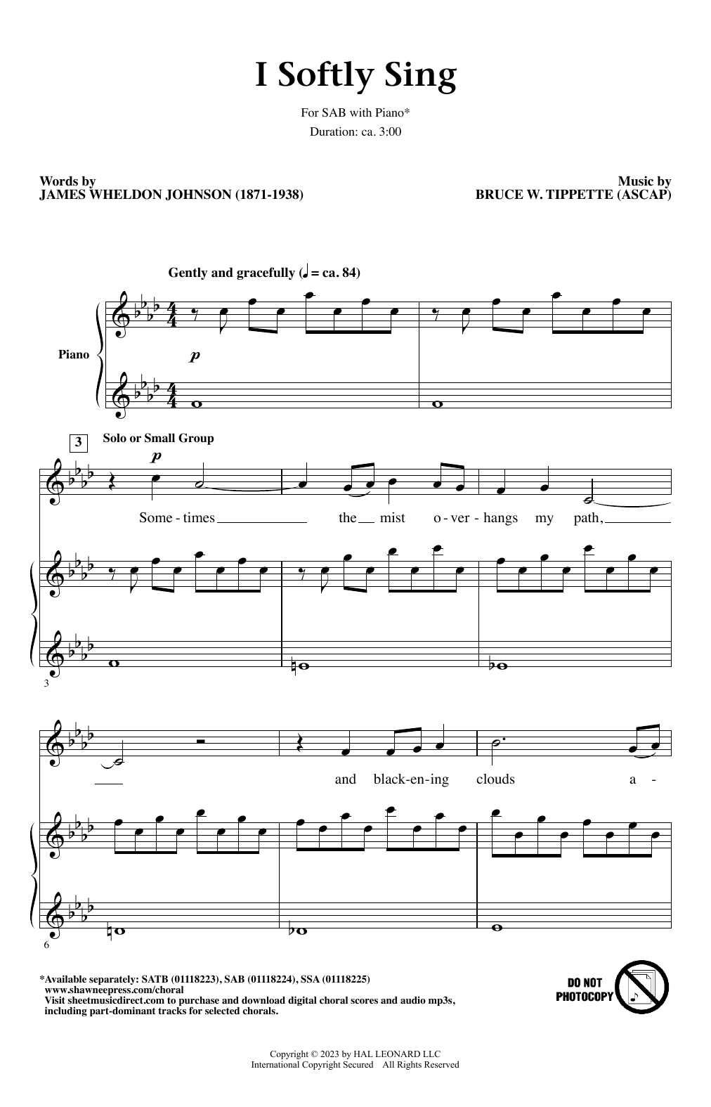I Softly Sing (SAB Choir) von Bruce W. Tippette