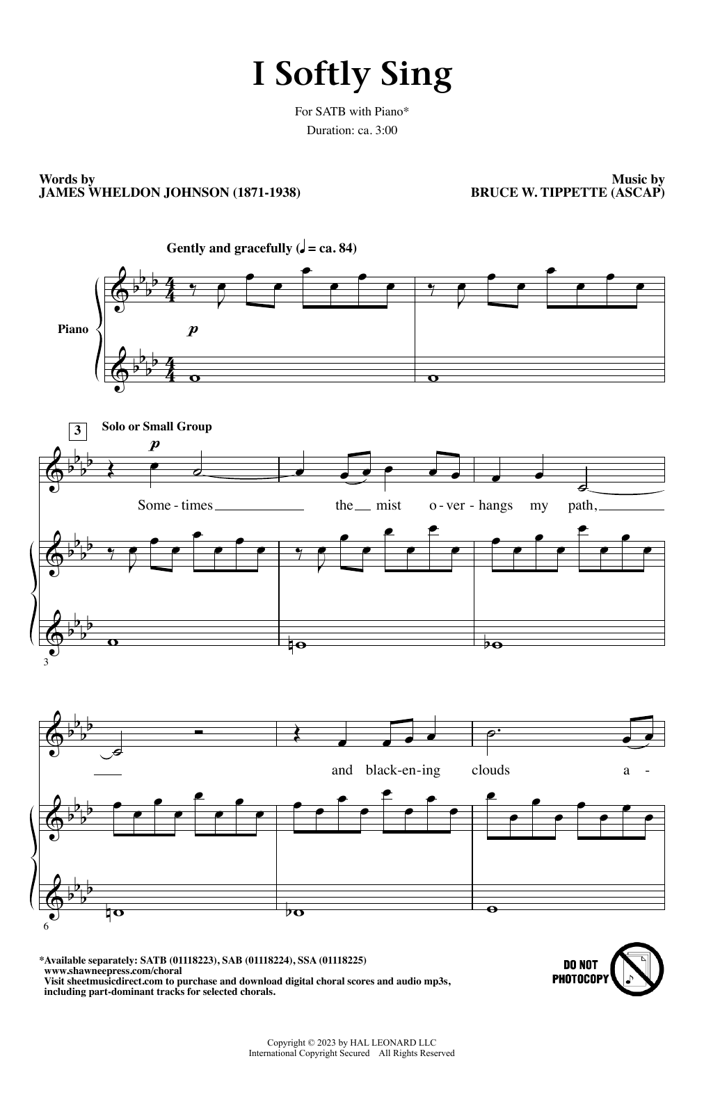 I Softly Sing (SATB Choir) von Bruce W. Tippette