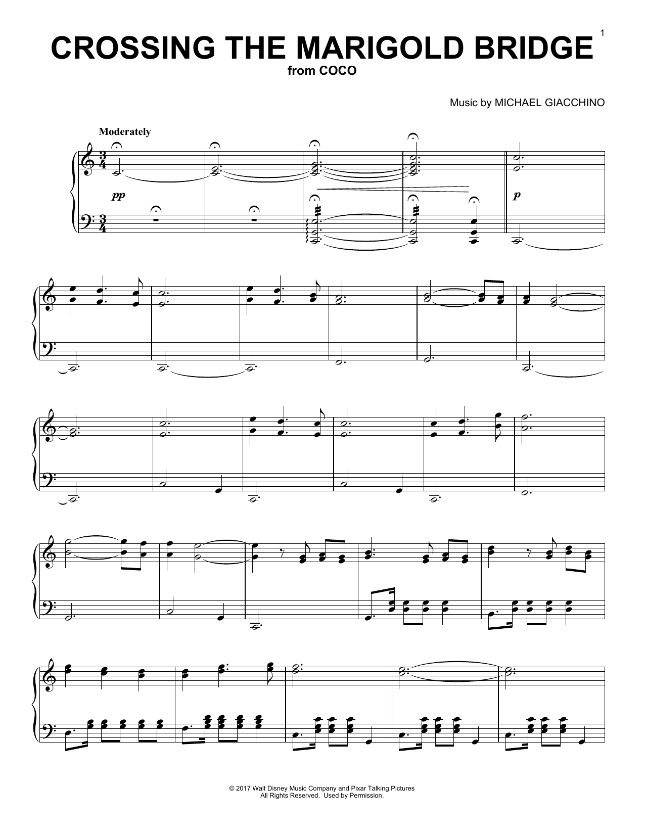 Crossing The Marigold Bridge (from Coco) (Piano Solo) von Michael Giacchino