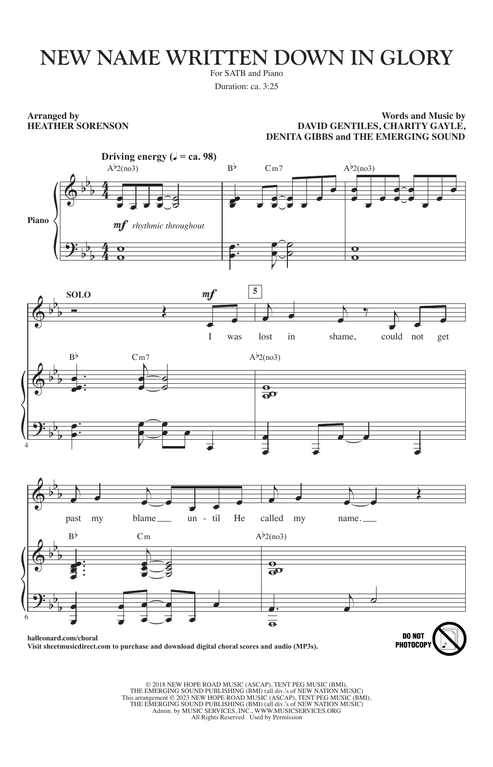 New Name Written Down In Glory (arr. Heather Sorenson) (SATB Choir) von Charity Gayle