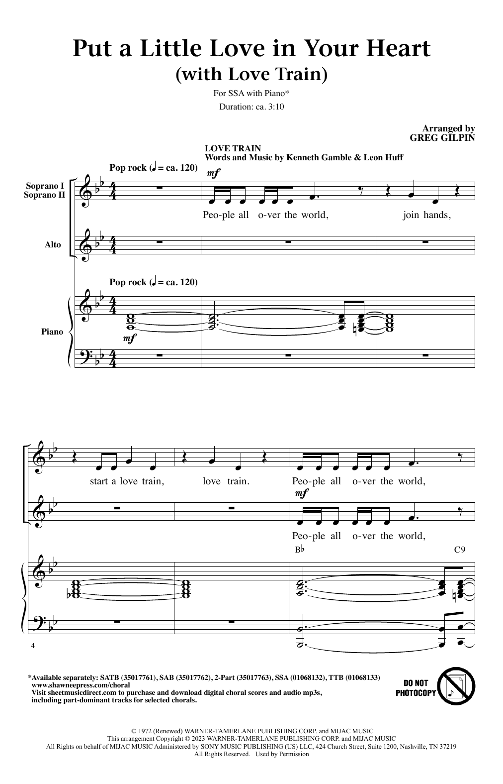 Put A Little Love In Your Heart (with Love Train) (SSA Choir) von Greg Gilpin