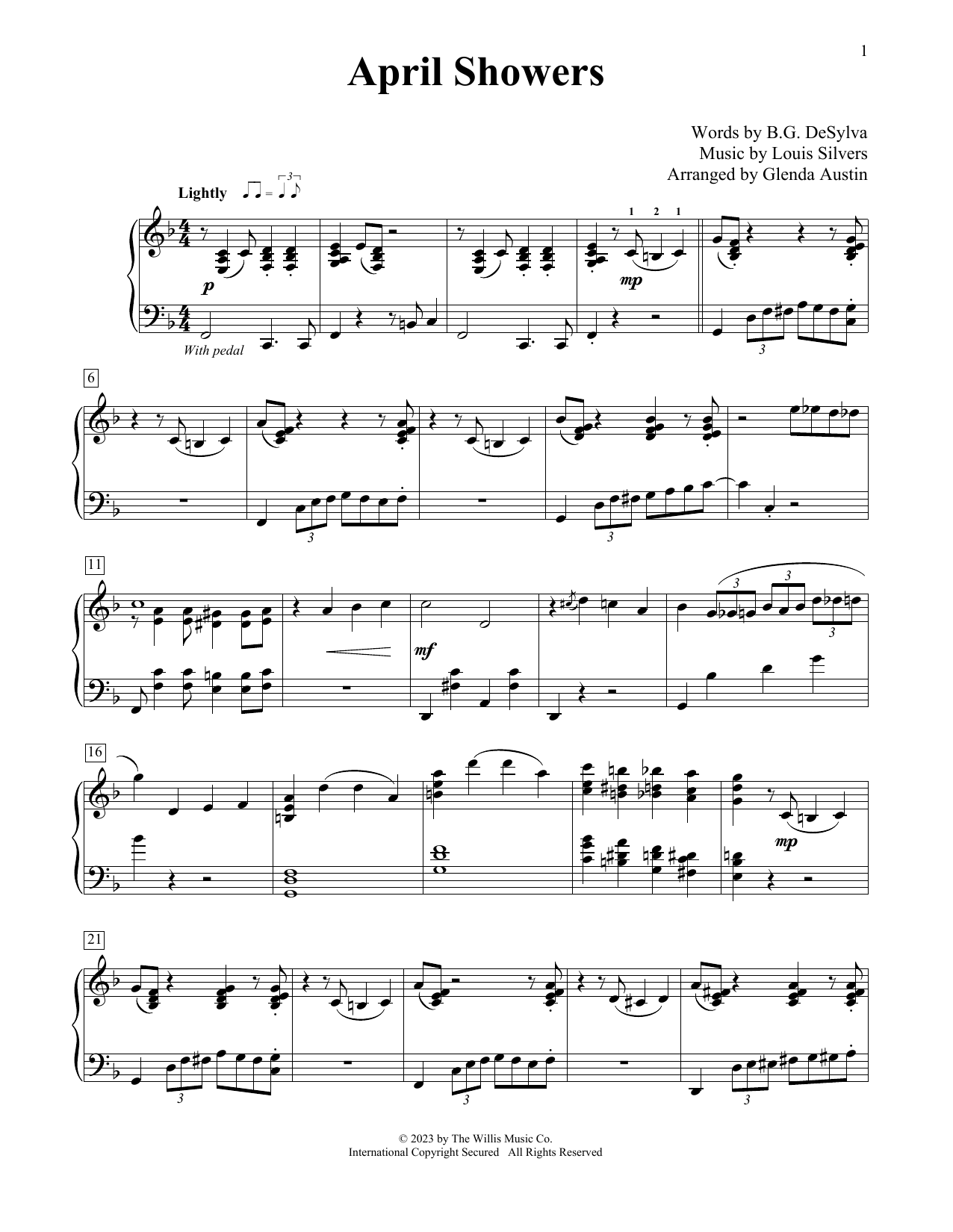 April Showers (arr. Glenda Austin) (Educational Piano) von B.G. DeSylva