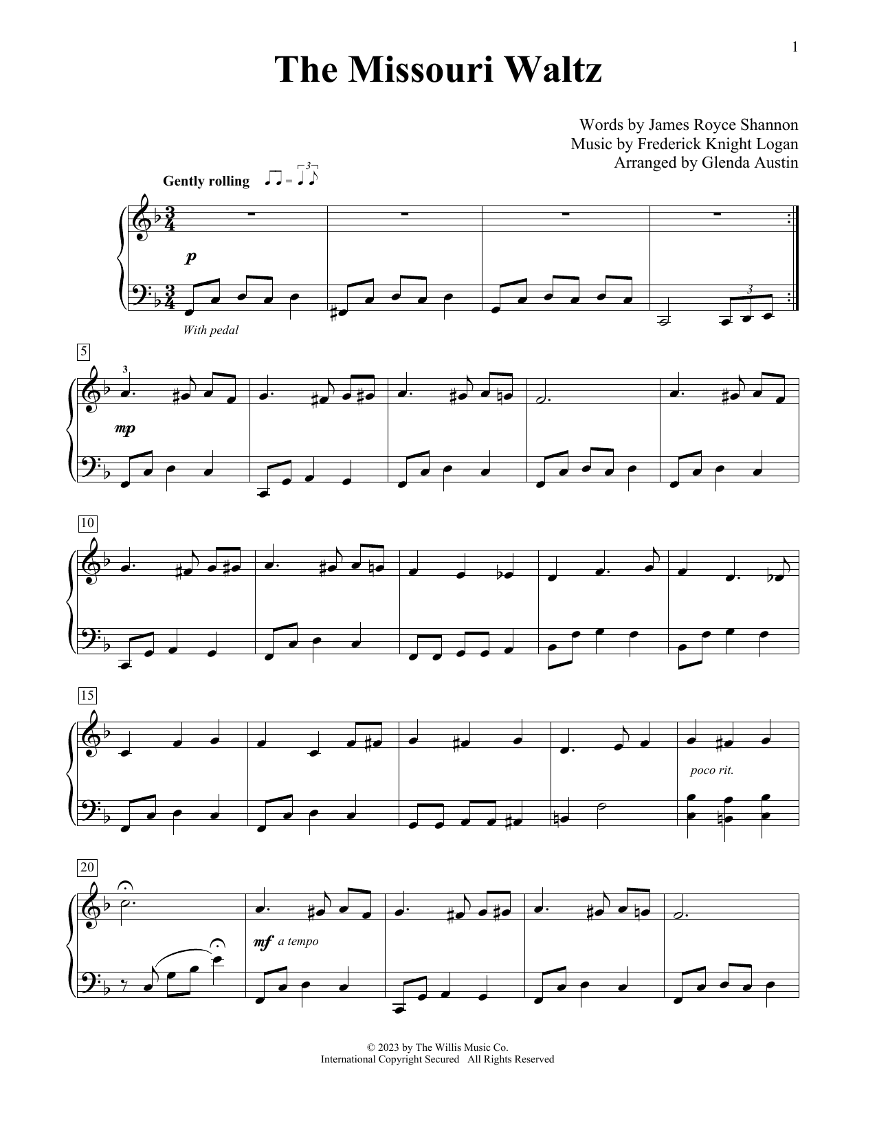 The Missouri Waltz (arr. Glenda Austin) (Educational Piano) von Frederick Knight Logan