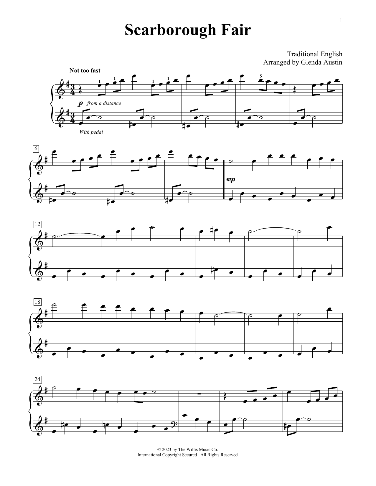 Scarborough Fair (arr. Glenda Austin) (Educational Piano) von Traditional English