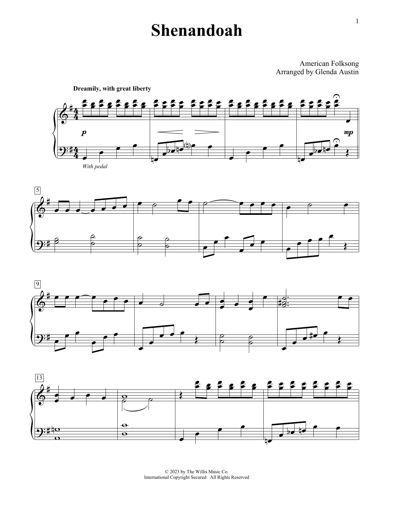 Shenandoah (arr. Glenda Austin) (Educational Piano) von American Folksong