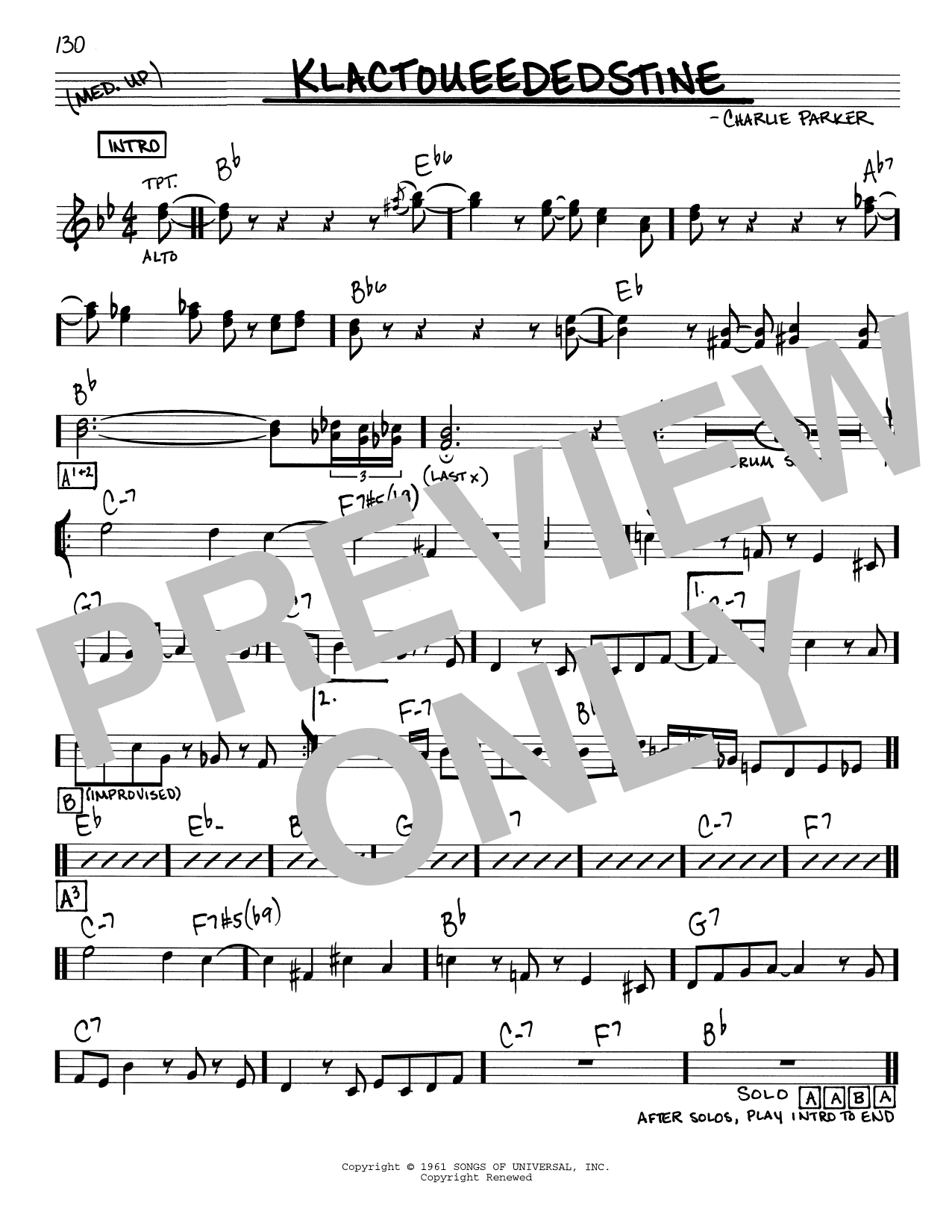 Klactoveededstene (Real Book  Melody & Chords) von Charlie Parker