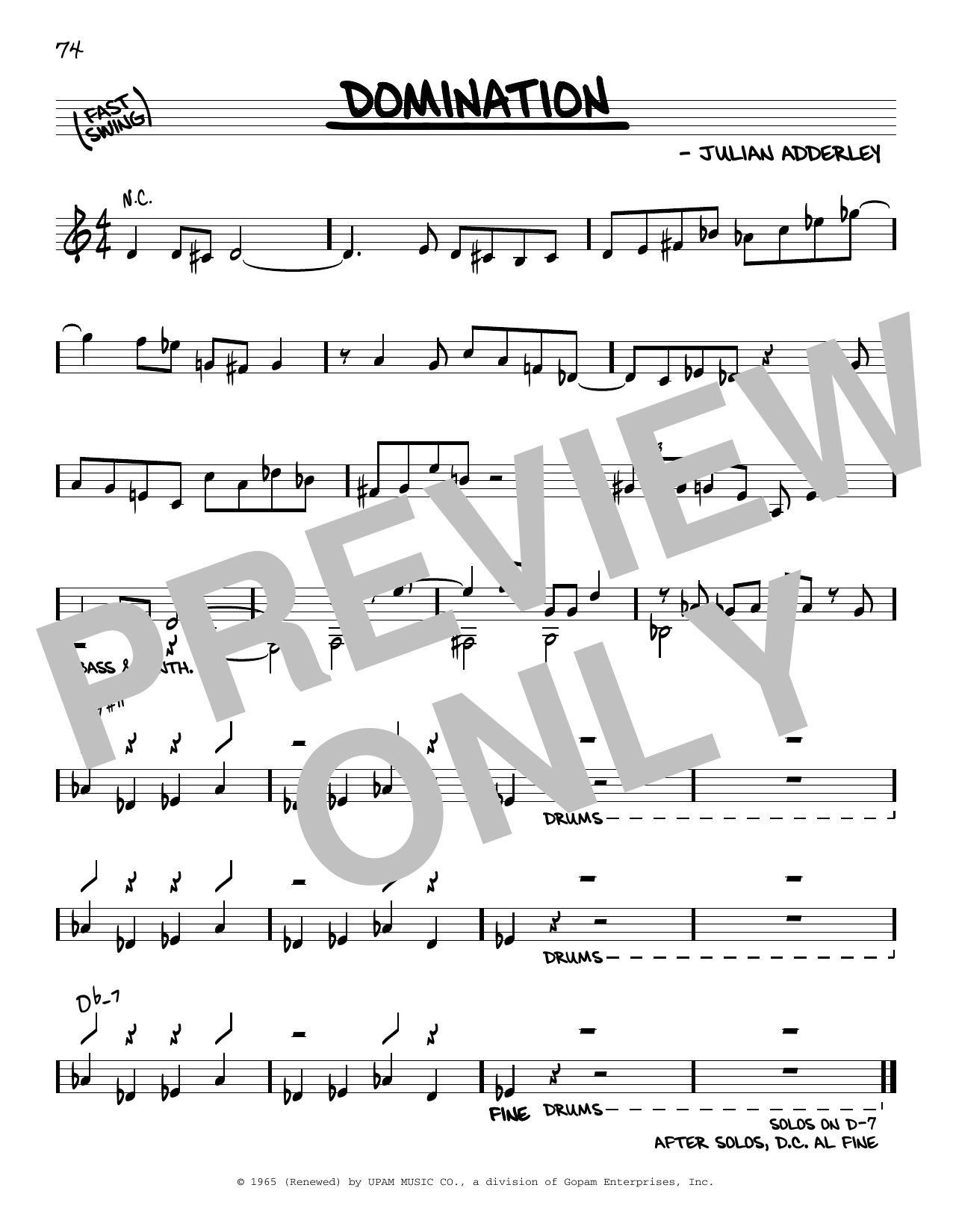 Domination (Real Book  Melody & Chords) von Cannonball Adderley