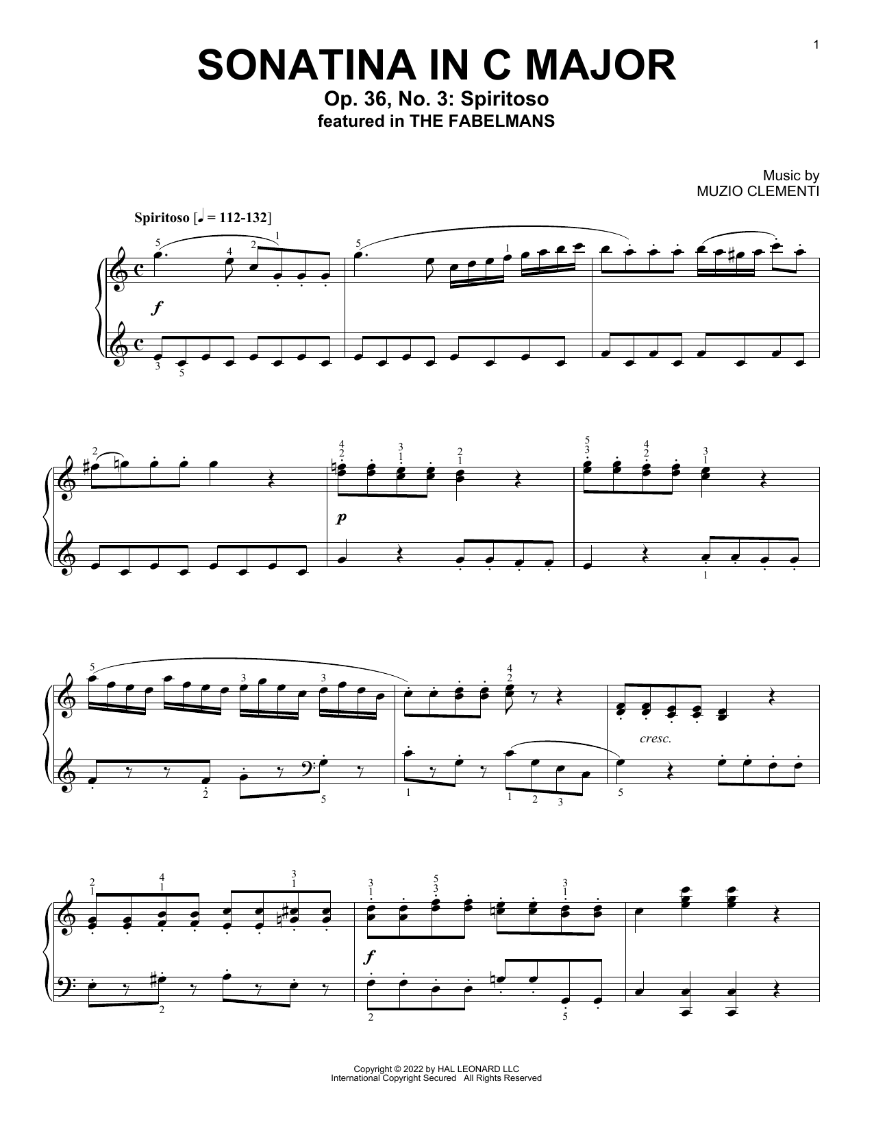 Sonatina In C Major (Op. 36, No. 3: Spiritoso) (Piano Solo) von Muzio Clementi