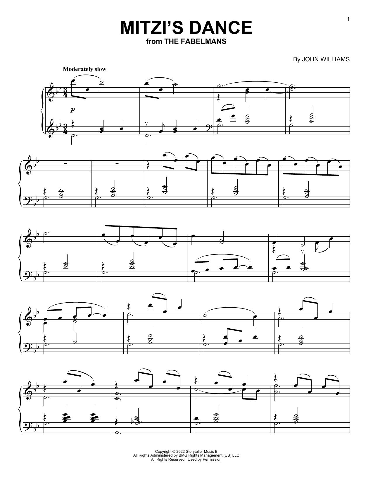 Mitzi's Dance (from The Fabelmans) (Piano Solo) von John Williams