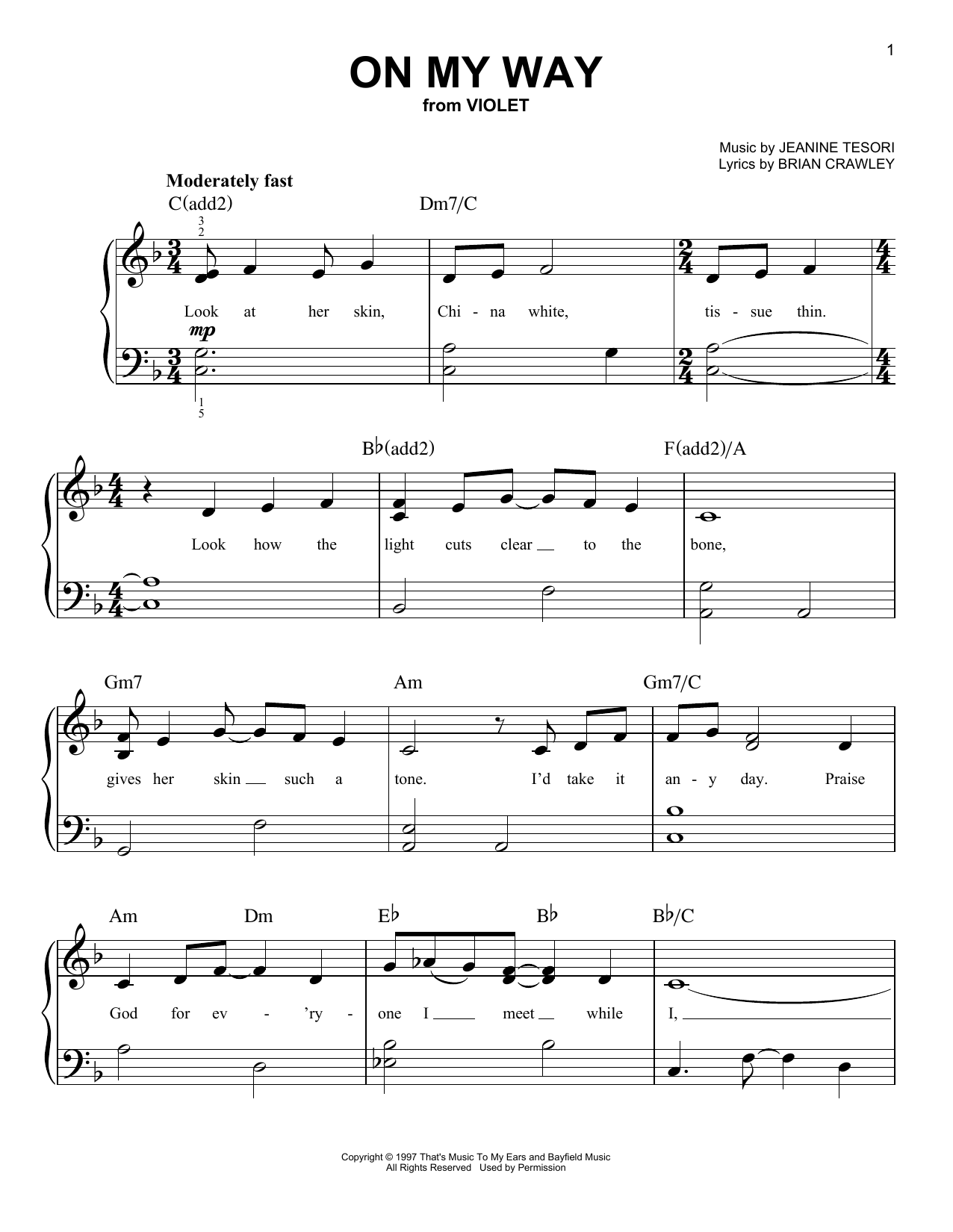 On My Way (from Violet) (Very Easy Piano) von Jeanine Tesori