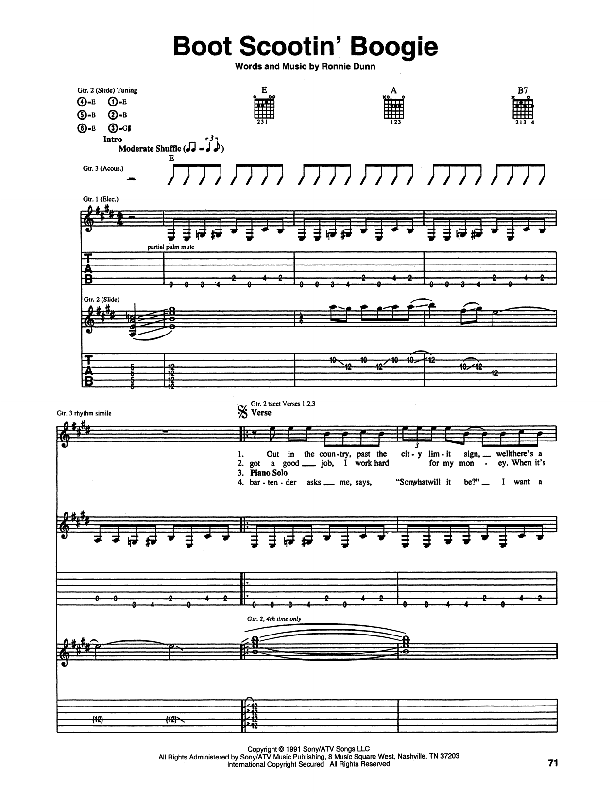 Boot Scootin' Boogie (Guitar Tab) von Brooks & Dunn