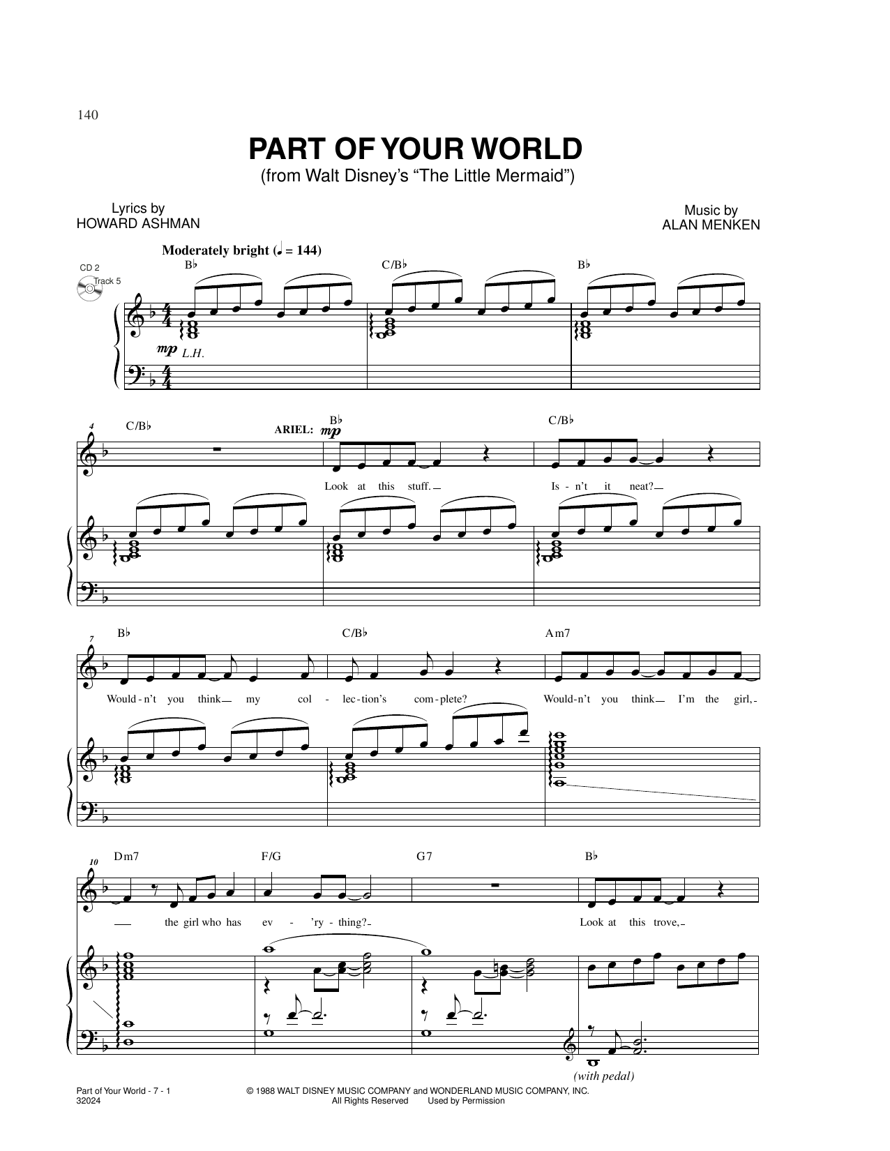 Part Of Your World (from The Little Mermaid) (Piano & Vocal) von Alan Menken & Howard Ashman